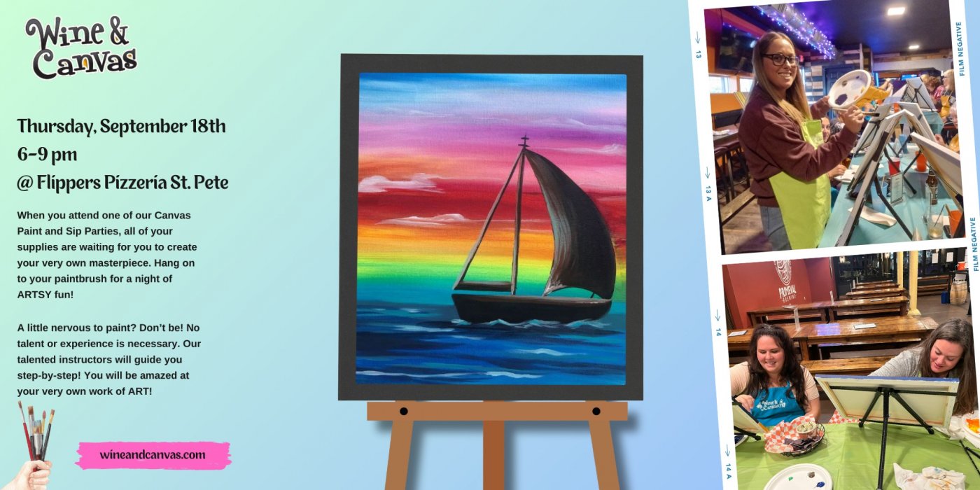 St Pete Sip and Swirl \u2013 Colorful Sailboat