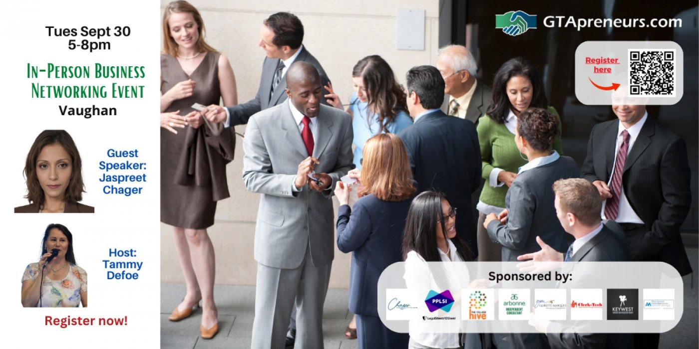GTApreneurs Sept 30 Business Networking Event Vaughan - Toronto
