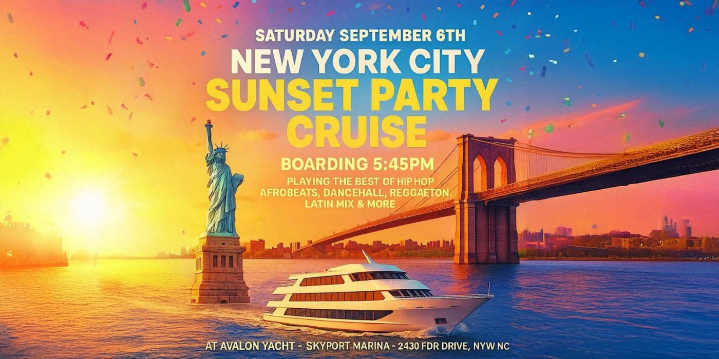 New York City Sunset Party Cruise \u2013 Saturday, September 6th at Avalon Yacht