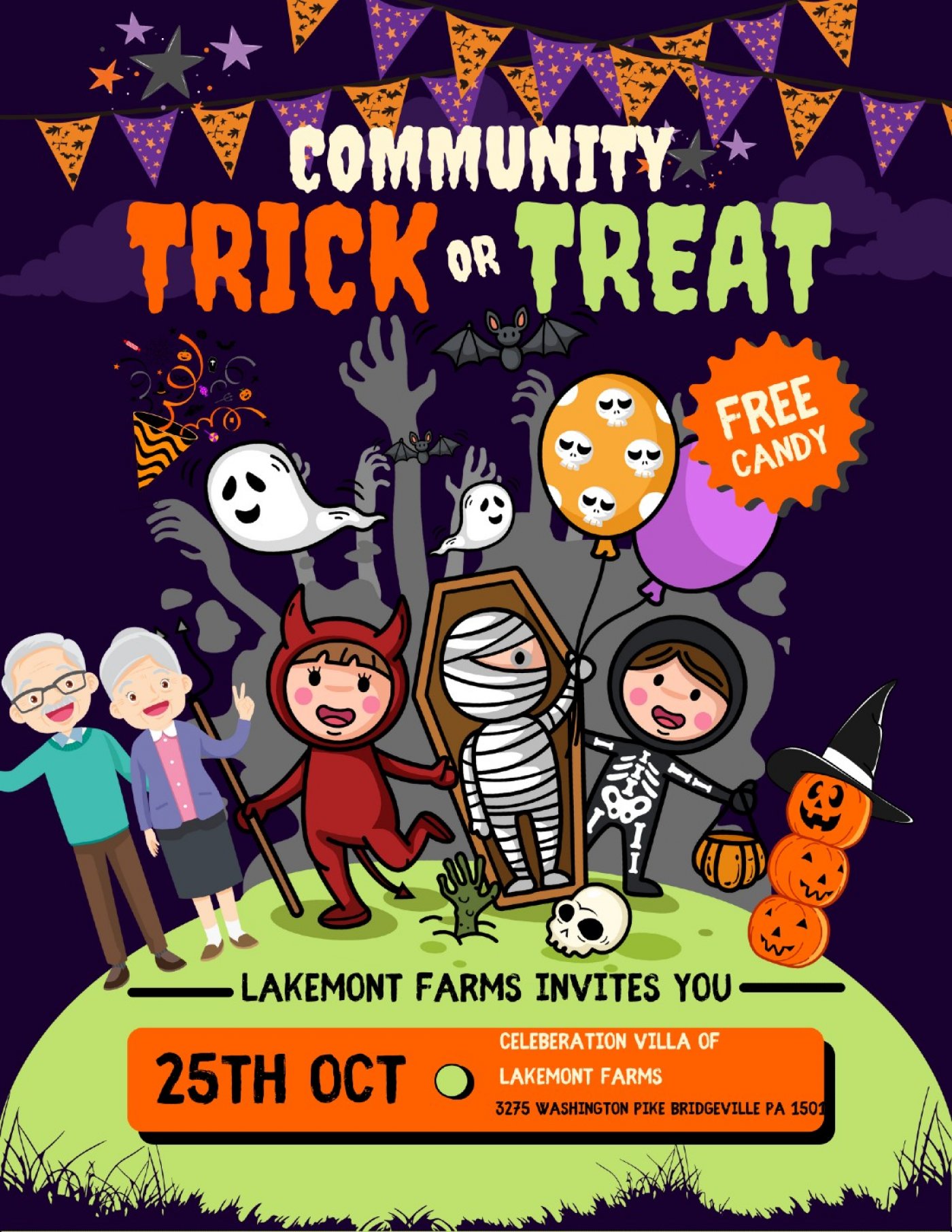 Join Us for a Spooktacular Trick-or-Treat Event at Celebration Villa of Lakemont Farms!