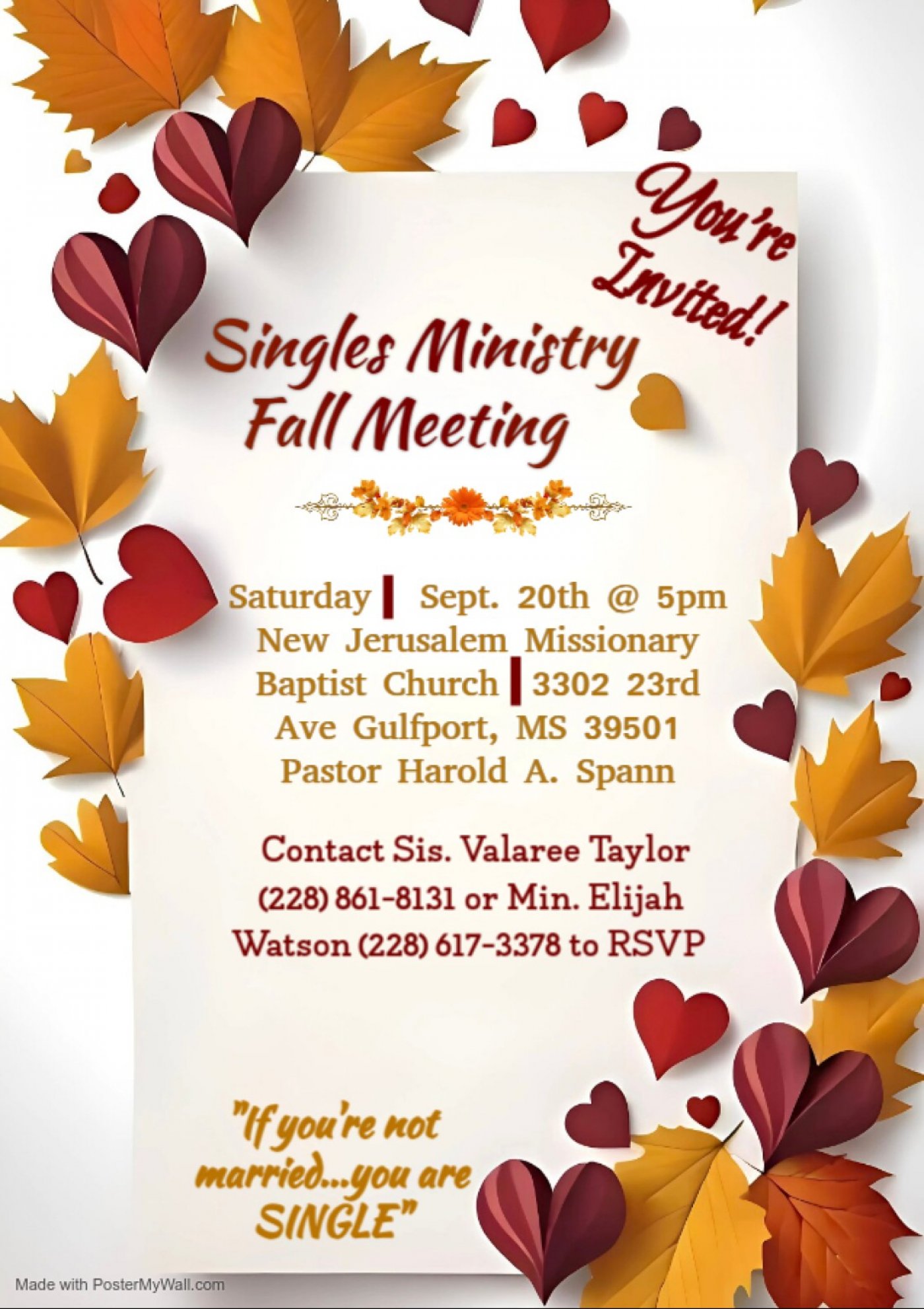 Fall Singles Ministry Meeting