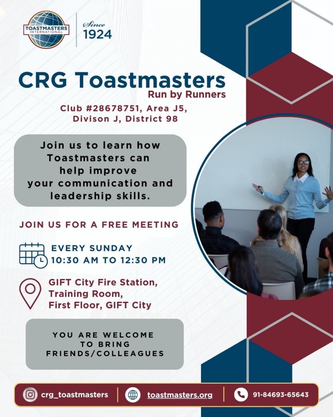 Weekly Toastmasters Meeting at CRG Toastmasters