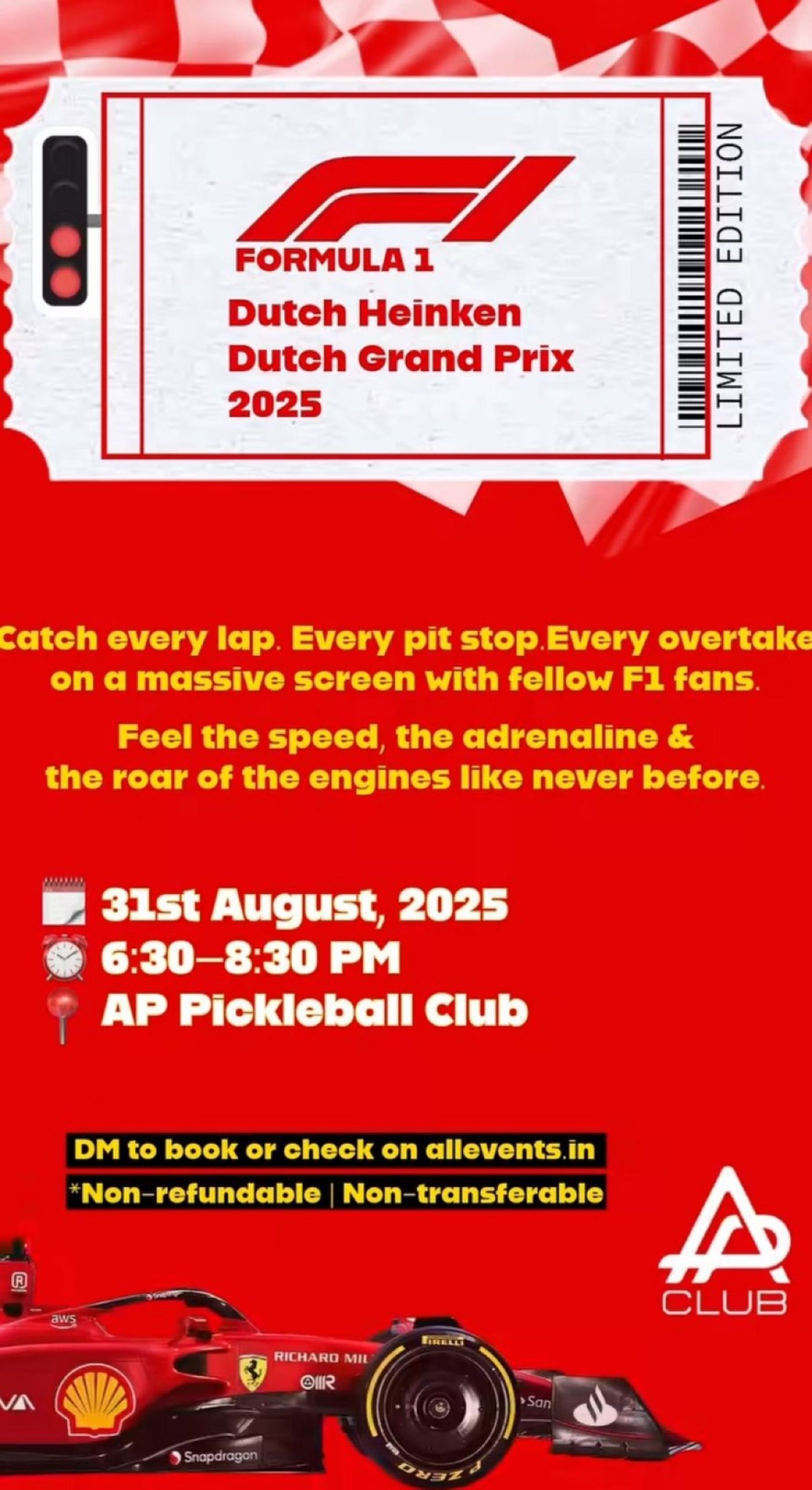F1 DUTCH GRAND PRIX LIVE SCREENING AHMEDABAD