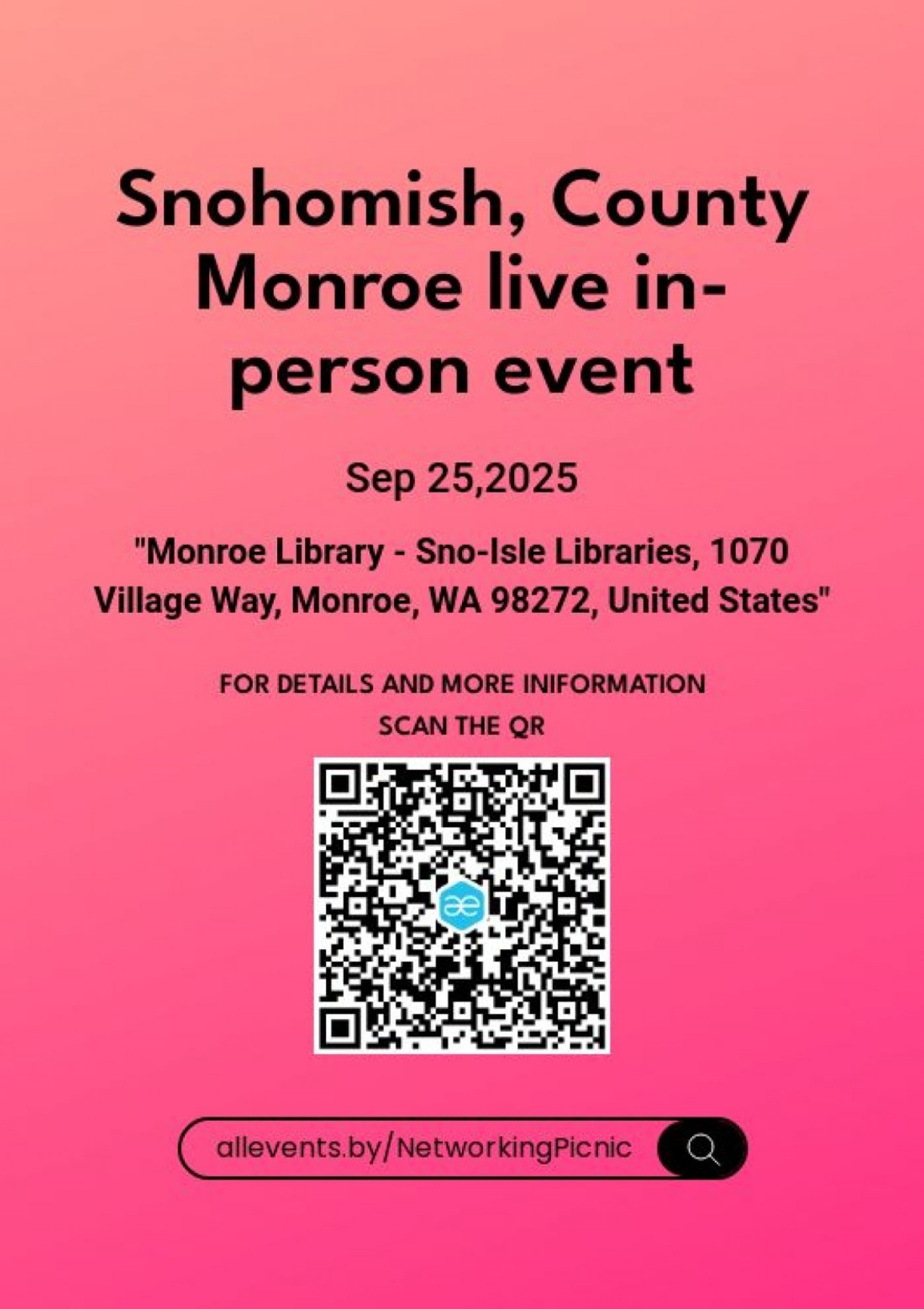 Snohomish, County Monroe live in-person event