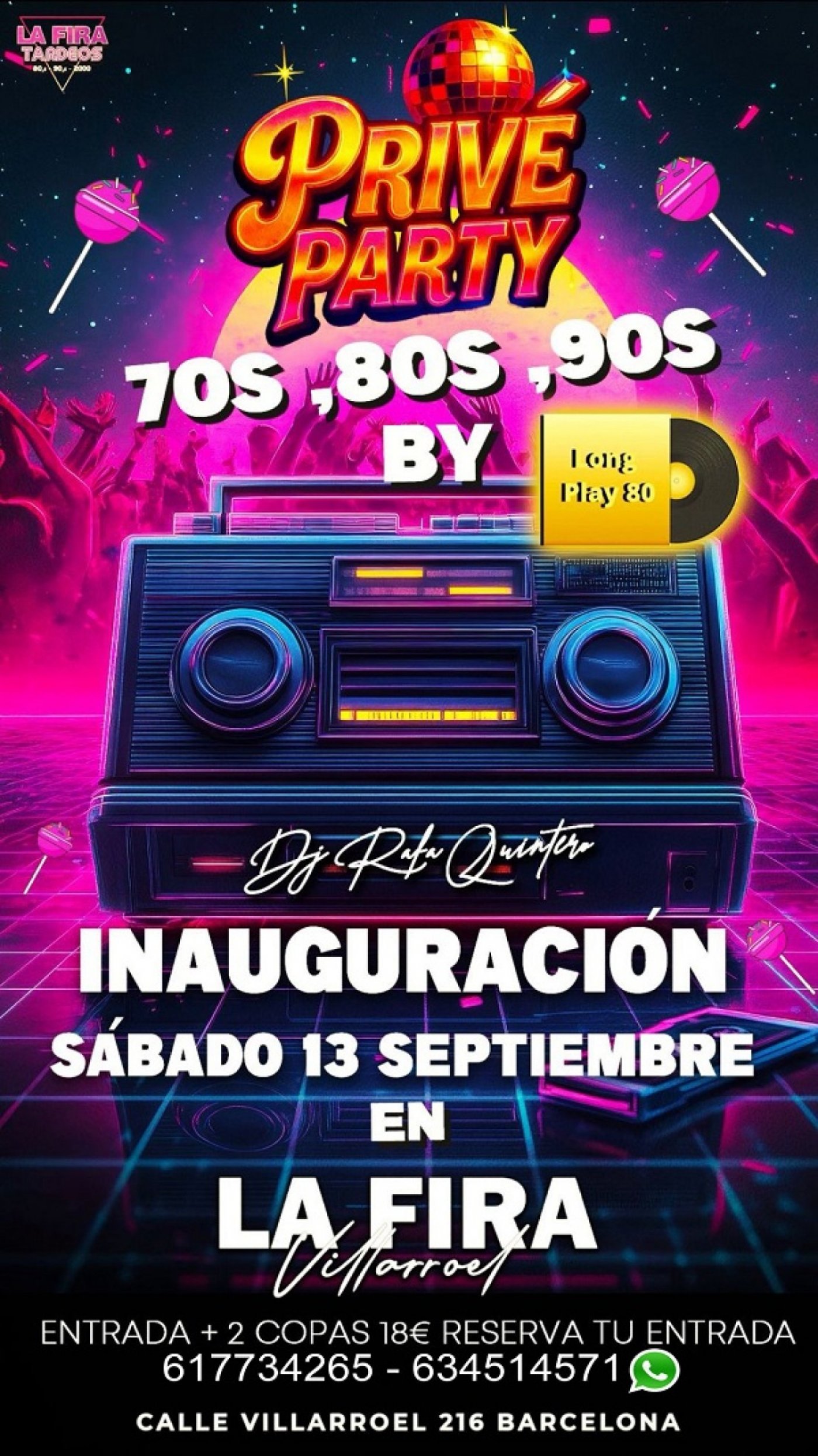 Nueva Priv\u00e9 Party 70s, 80s, 90s en La Fira Villarroel