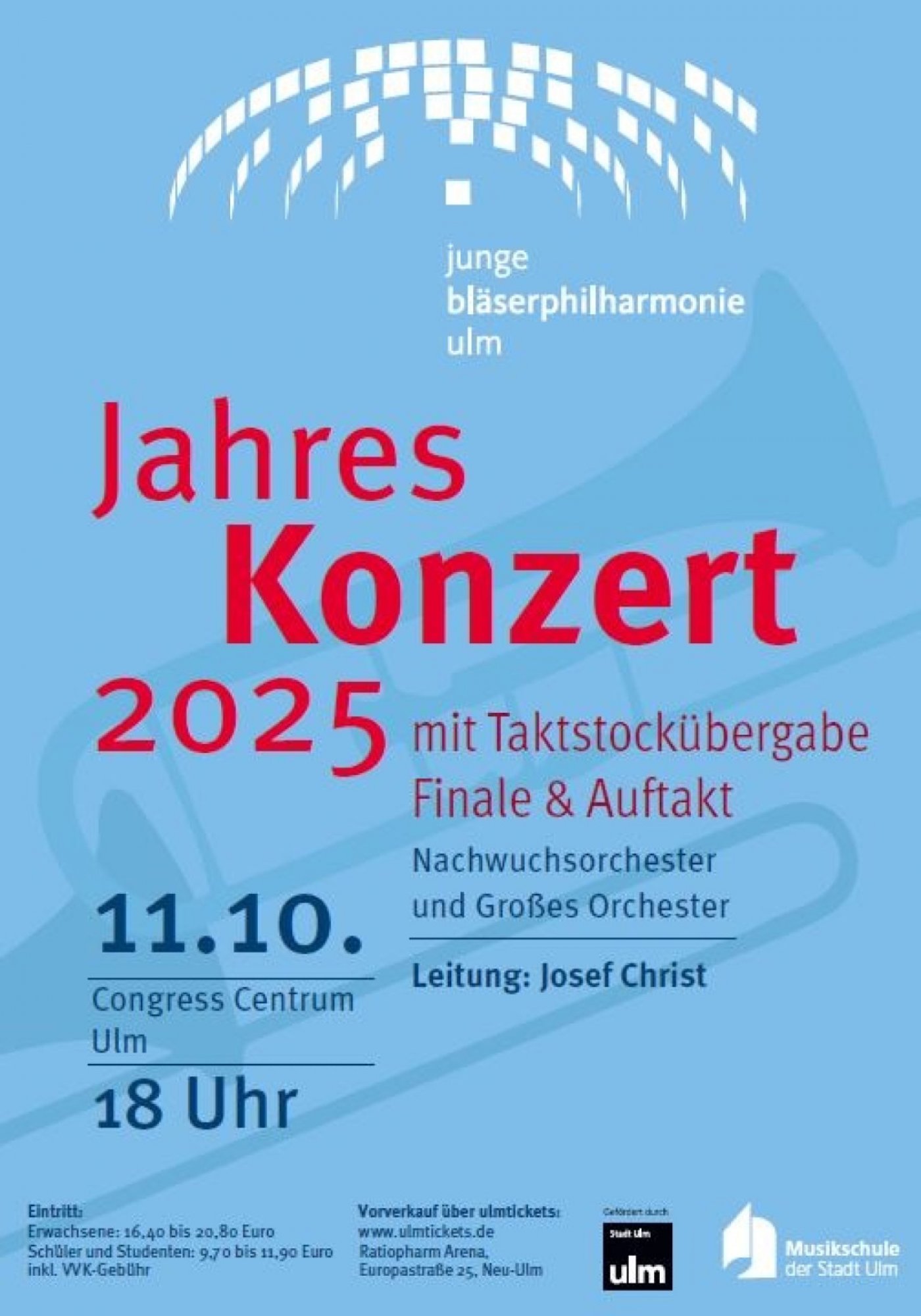 Jahreskonzert der Jungen Bl\u00e4serphilharmonie Ulm mit Taktstock\u00fcbergabe Finale & Auftakt