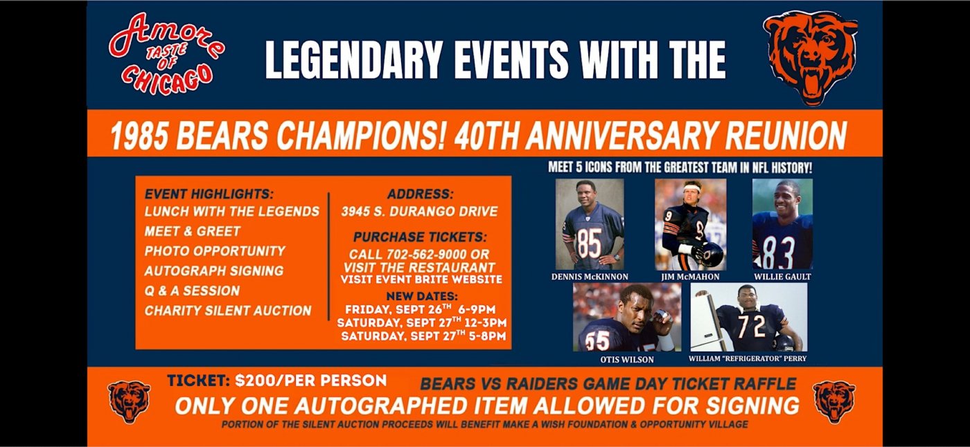 1985 Chicago Bears Anniversary Reunion presented by Amore Taste of Chicago