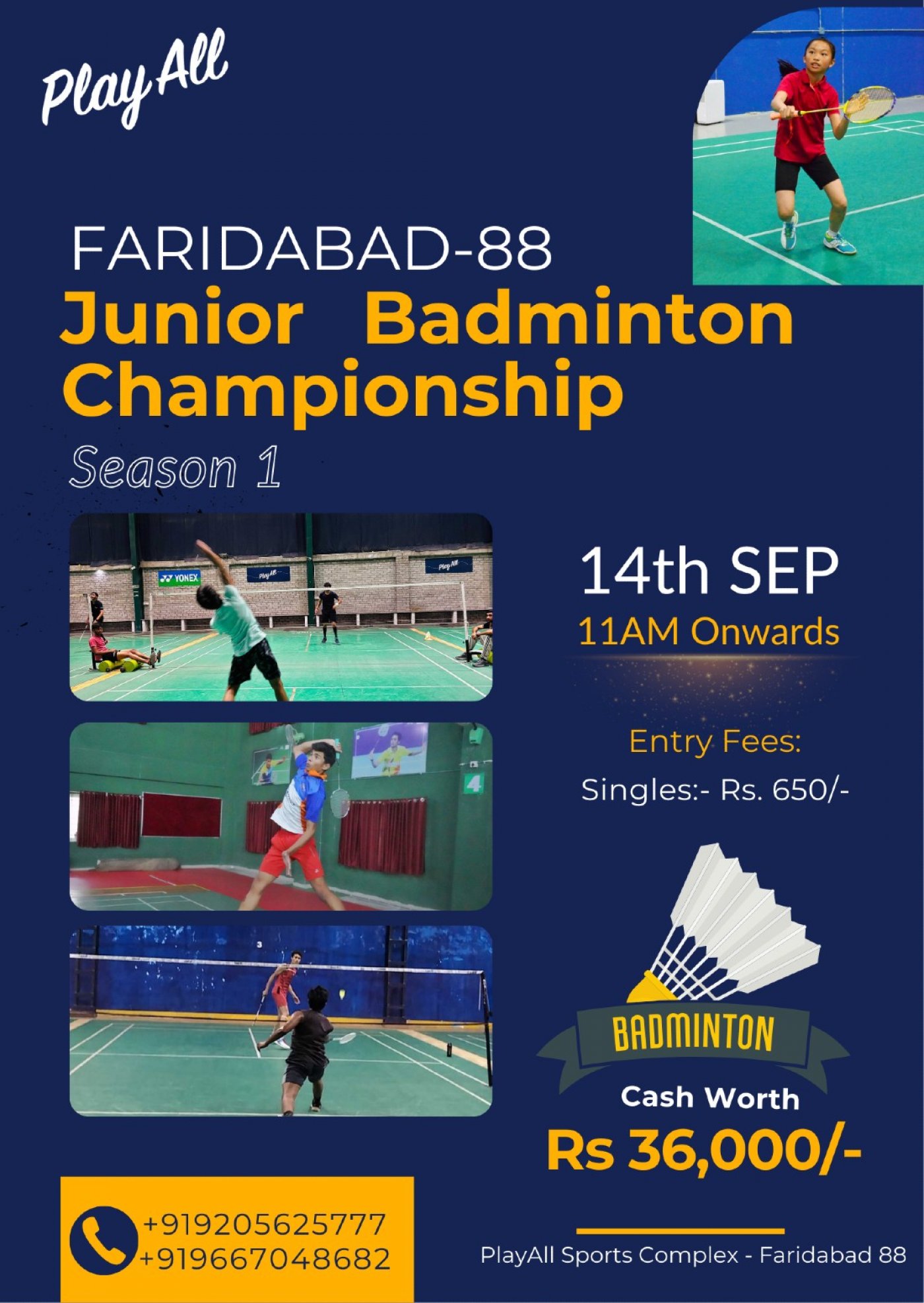 Faridabad Junior Badminton Championship Sec - 88, Season - 1