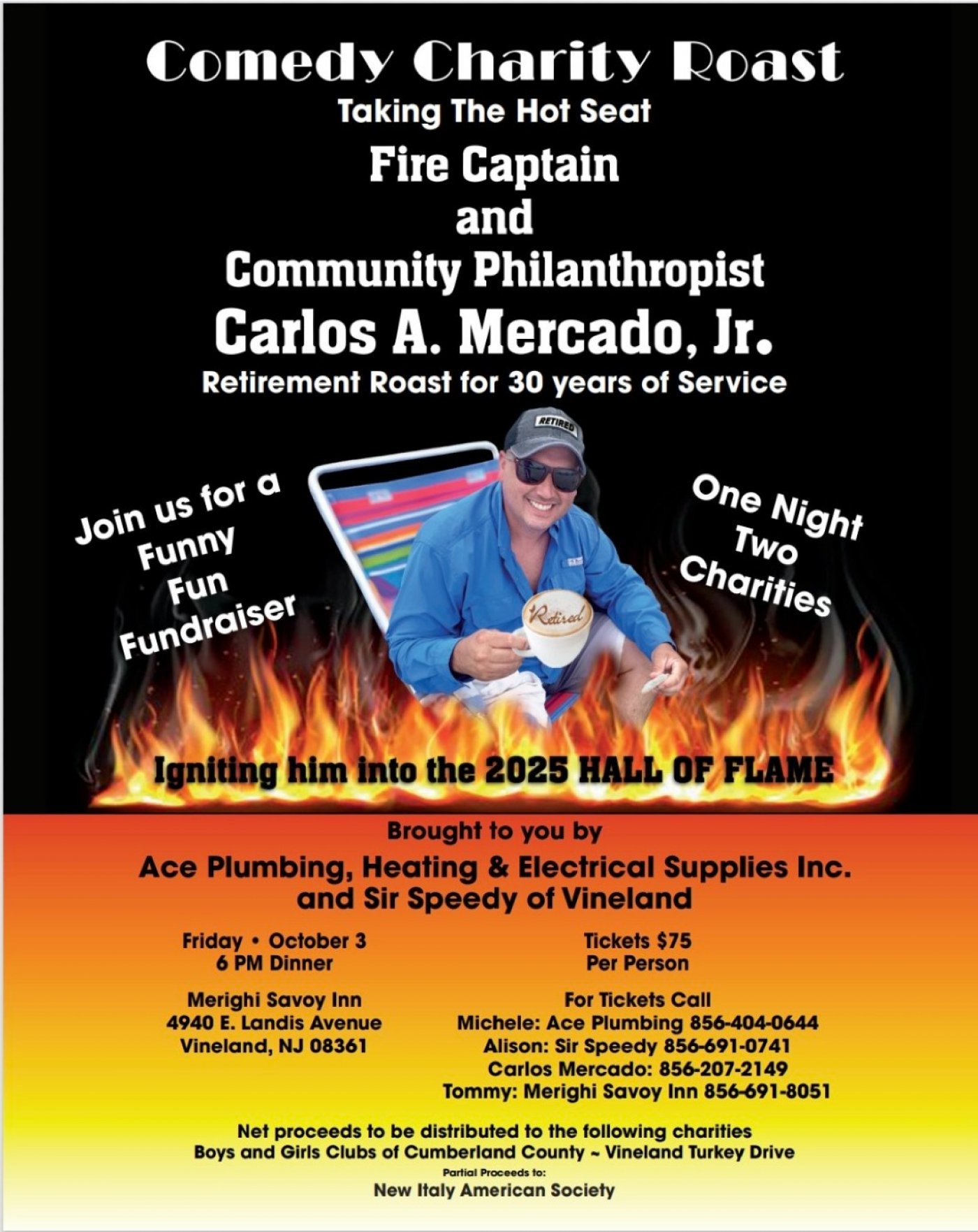 Comedy Charity Roast Fire Captain Carlos Mercado