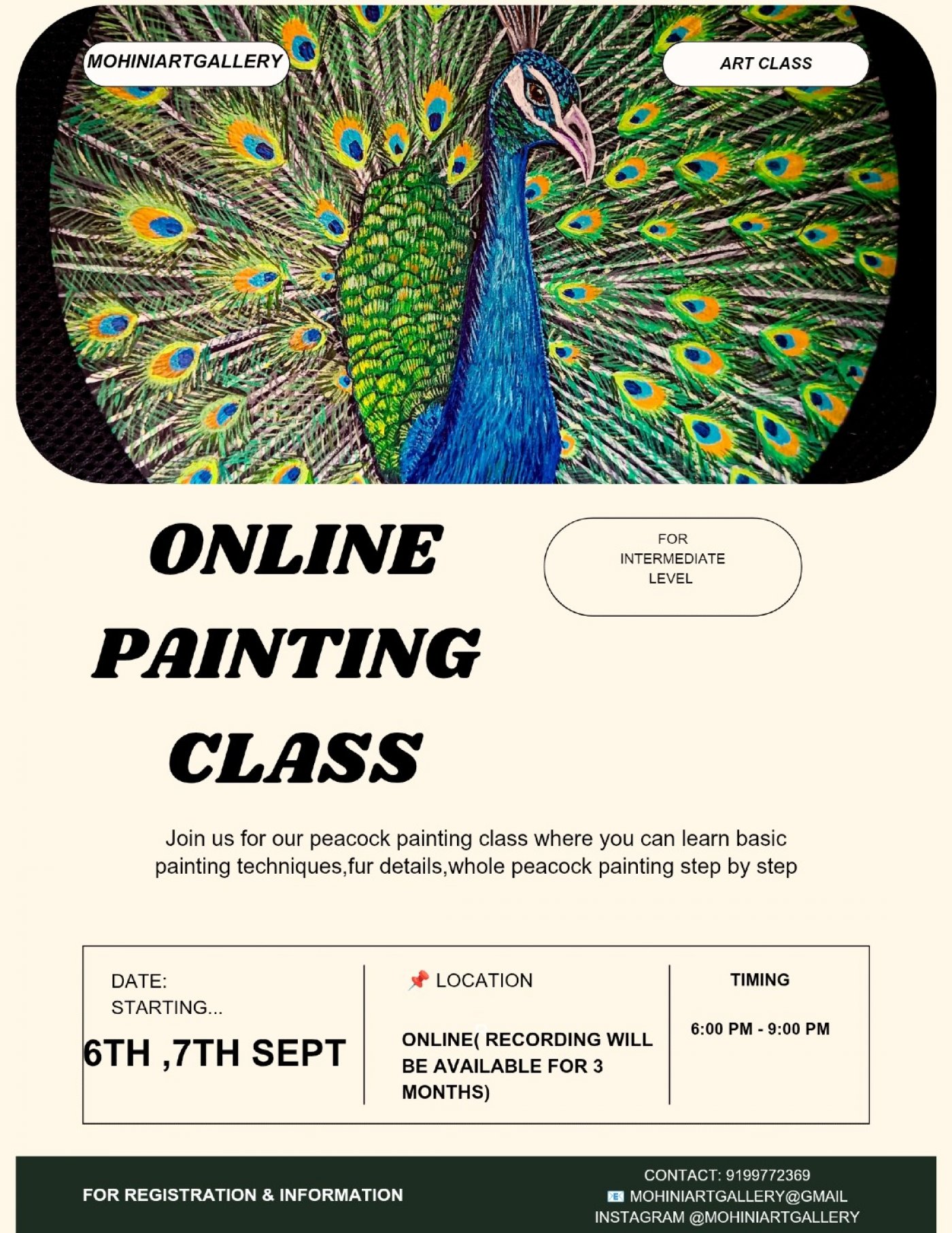 Peacock painting workshop - online