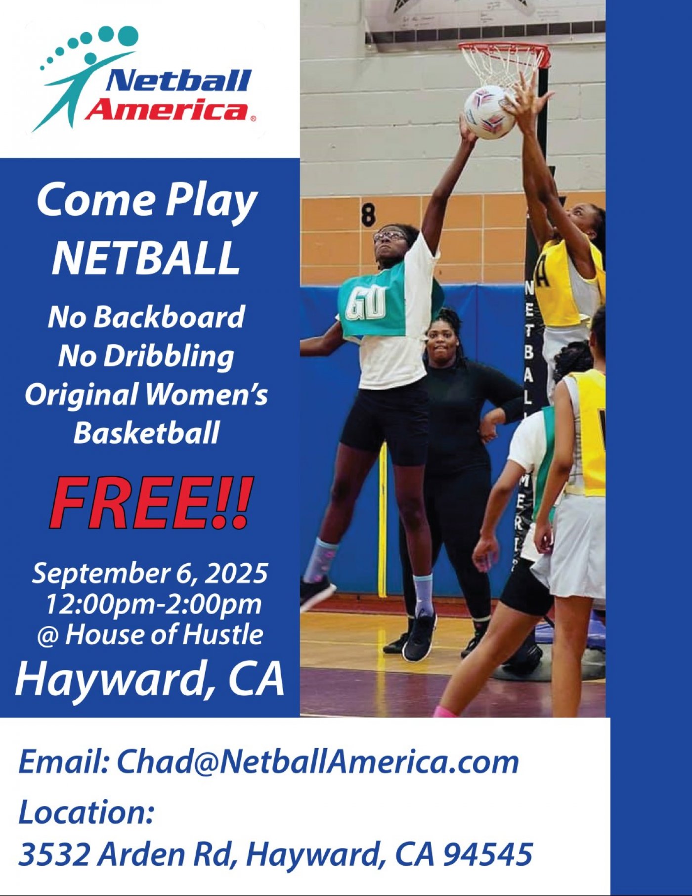 Learn to play Netball - the original women's basketball.