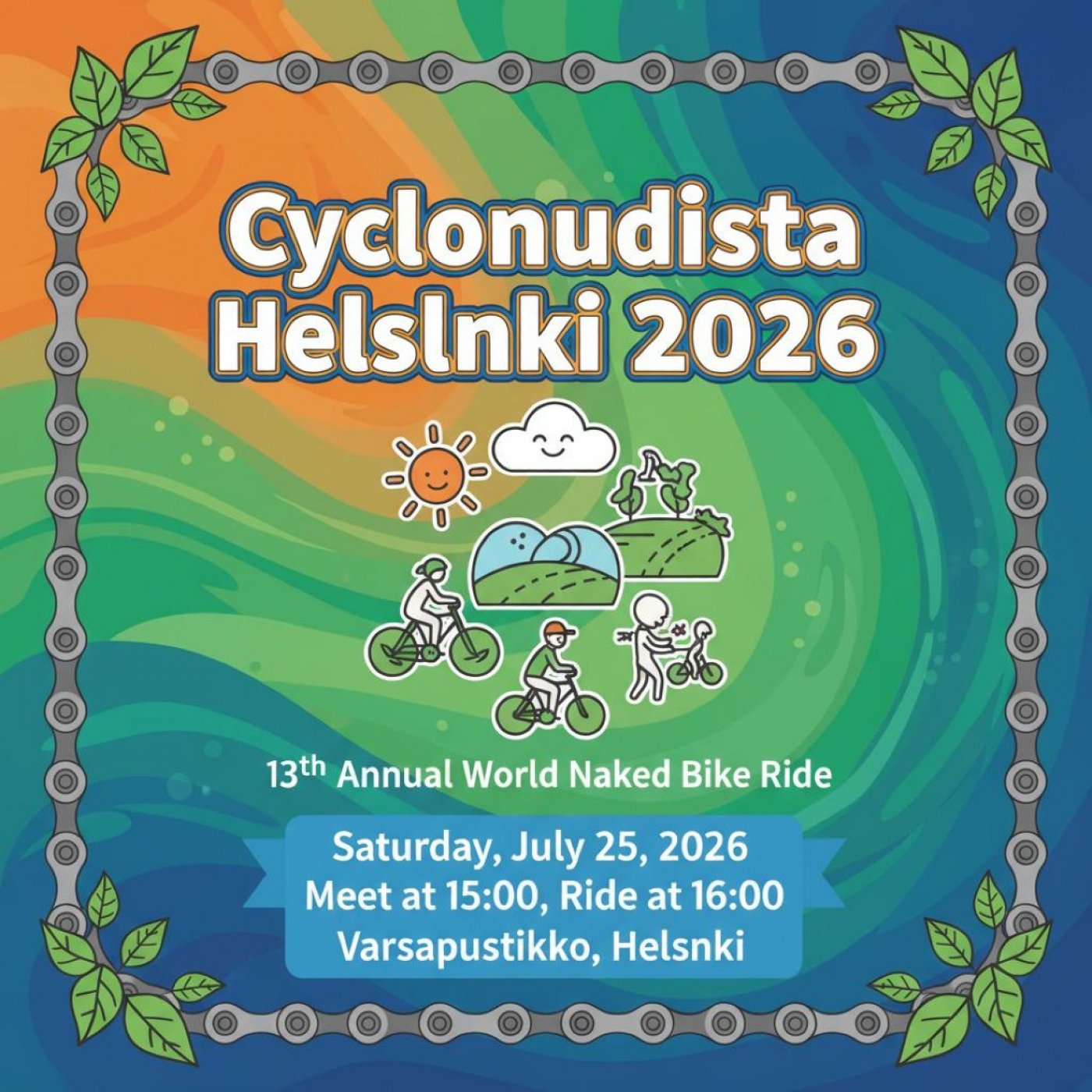 13th CycloNudista Helsinki 2026 | Sat. 25 July @15.00 | World Naked Bike Ride Finland