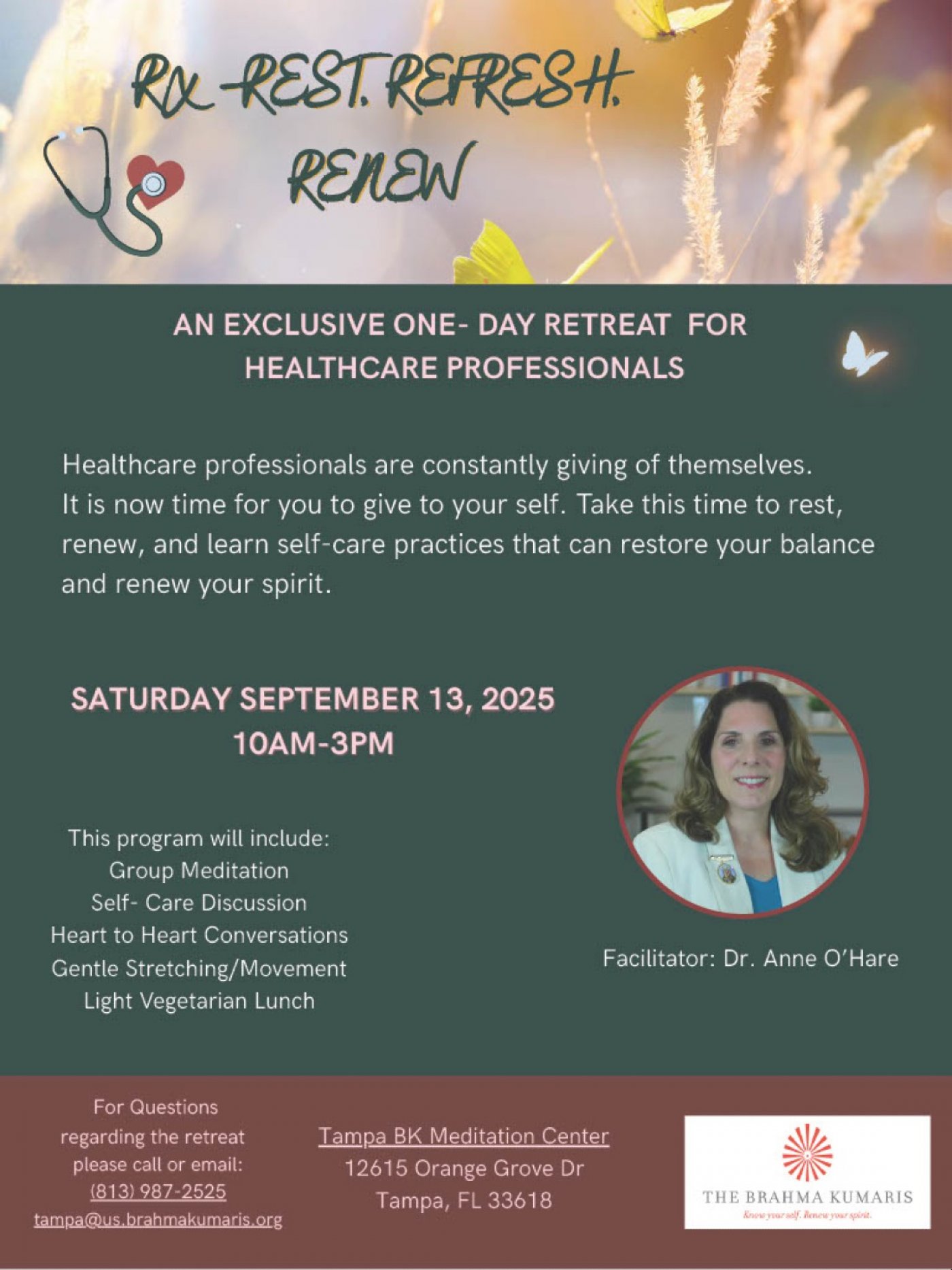 RX -Rest Retreat Renew - Free Meditation Retreat for Medical Professionals by the Brahmakumaris.
