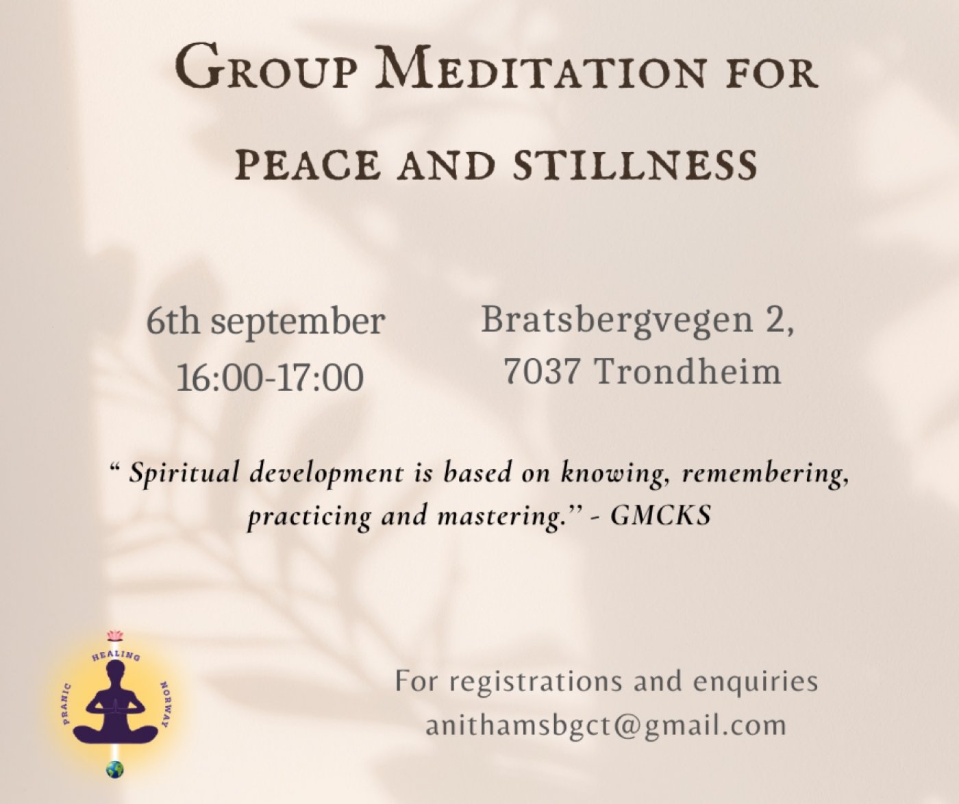 Group meditation for peace and stillness, September