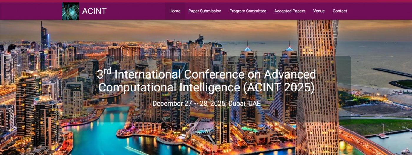 3rd International Conference on Advanced Computational Intelligence (ACINT 2025)