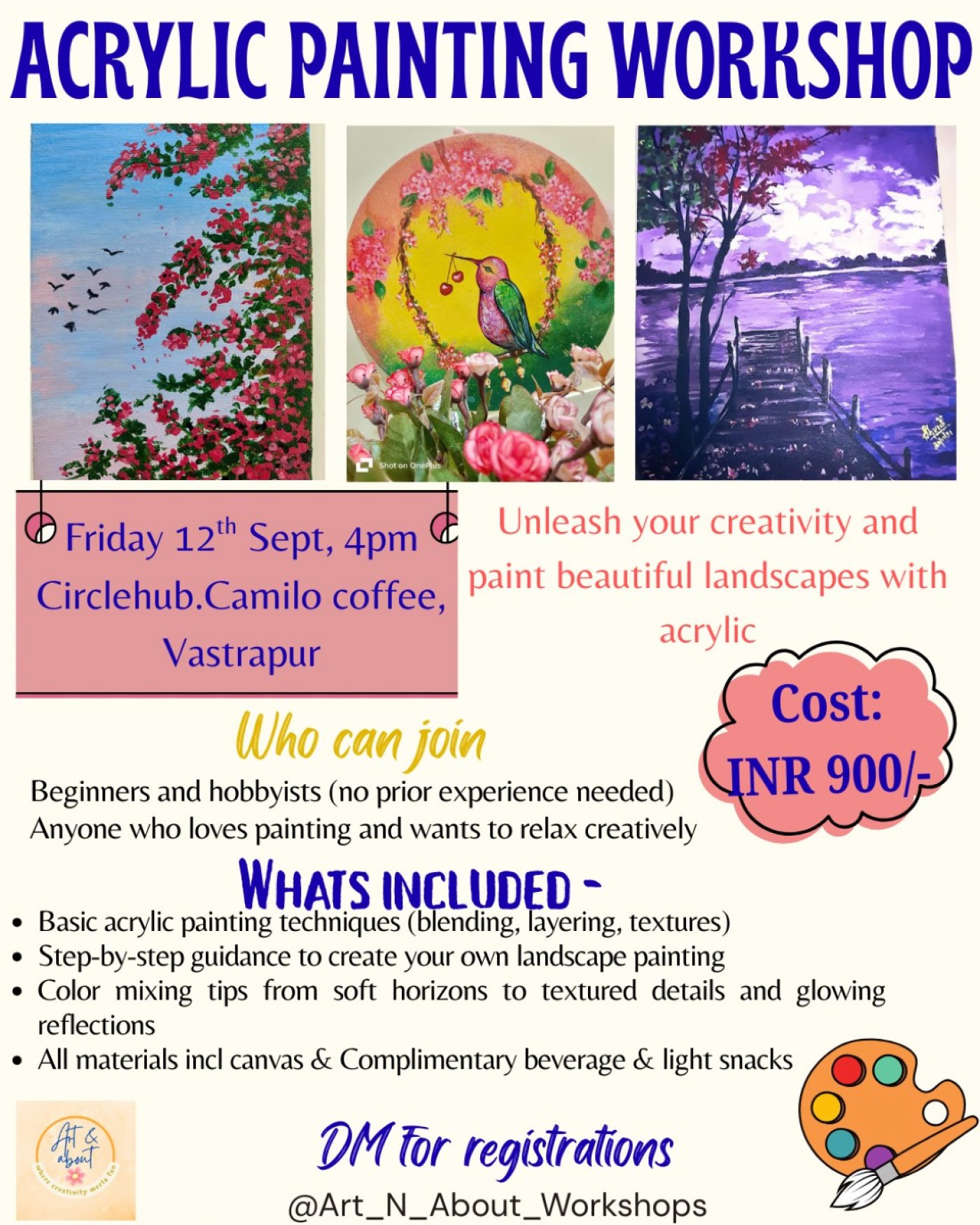 Acrylic Landscape Painting workshop -  An Opportunity to relax, unwind, and play with colors