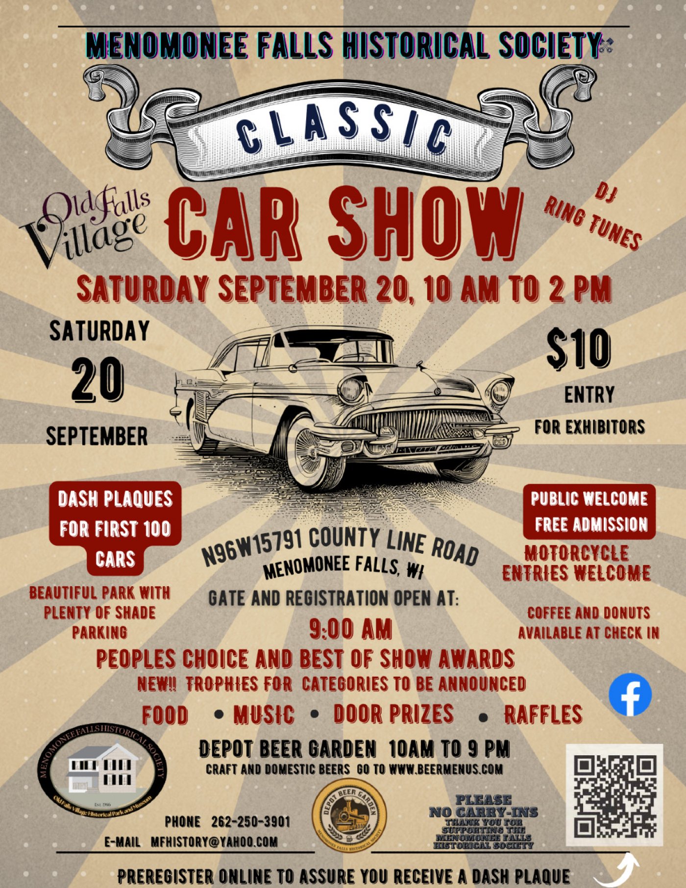 Menomonee Falls Historical Society's Classic Car Show and Keg Killer Reunion