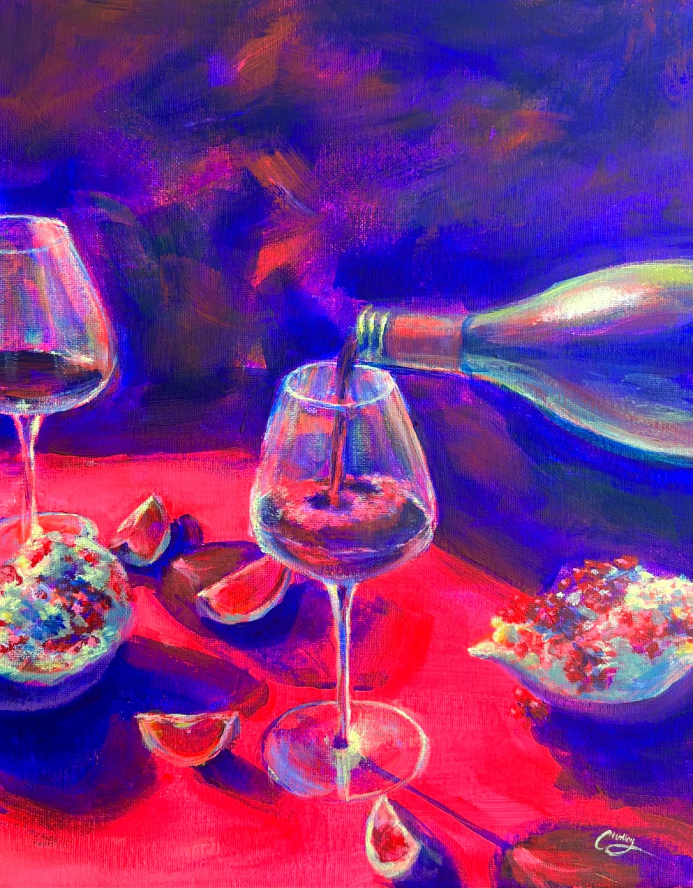 Neon Nights & Wine: Acrylic Painting Workshop for Adults.