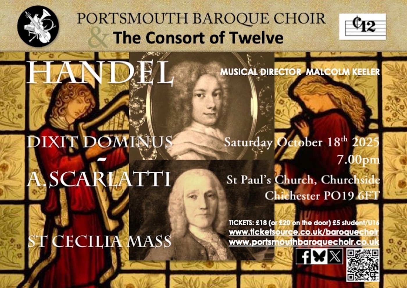 Portsmouth Baroque Choir - Autumn concert: Handel 'Dixit Dominus' & A. Scarlatti 'St Cecilia Mass'