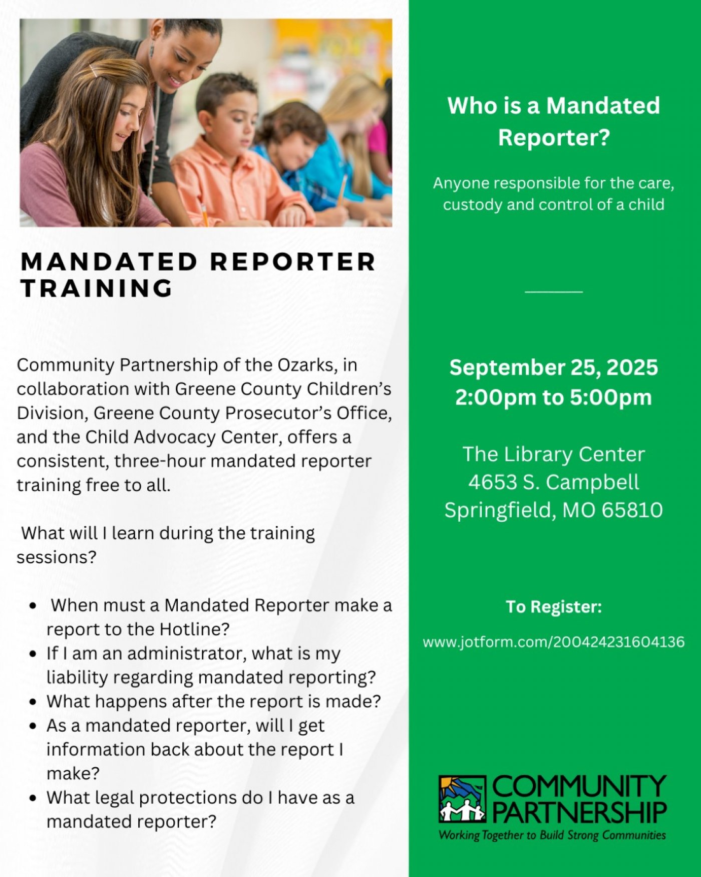 Free Mandated Reporter Training