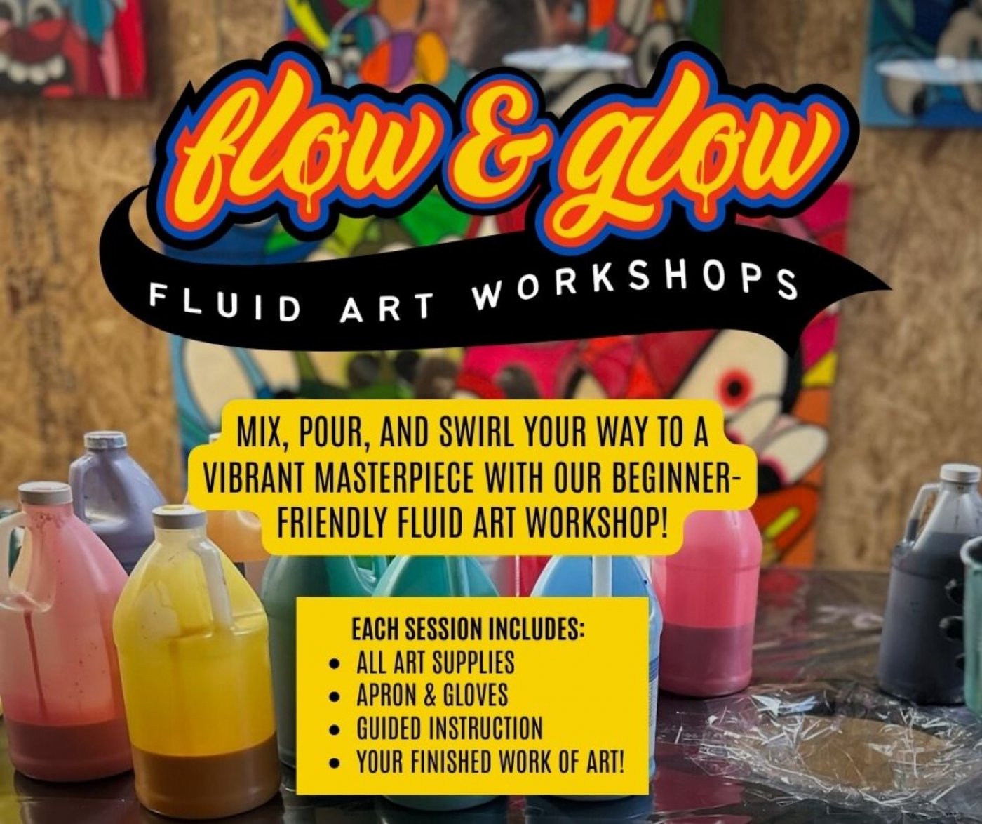 Flow & Glow Fluid Art Workshop - 10:00 am
