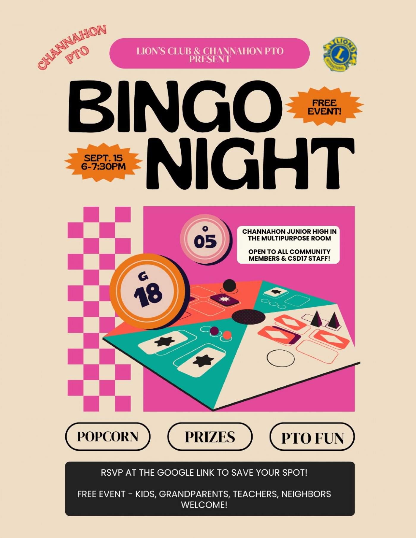 Channahon PTO FREE Bingo Night