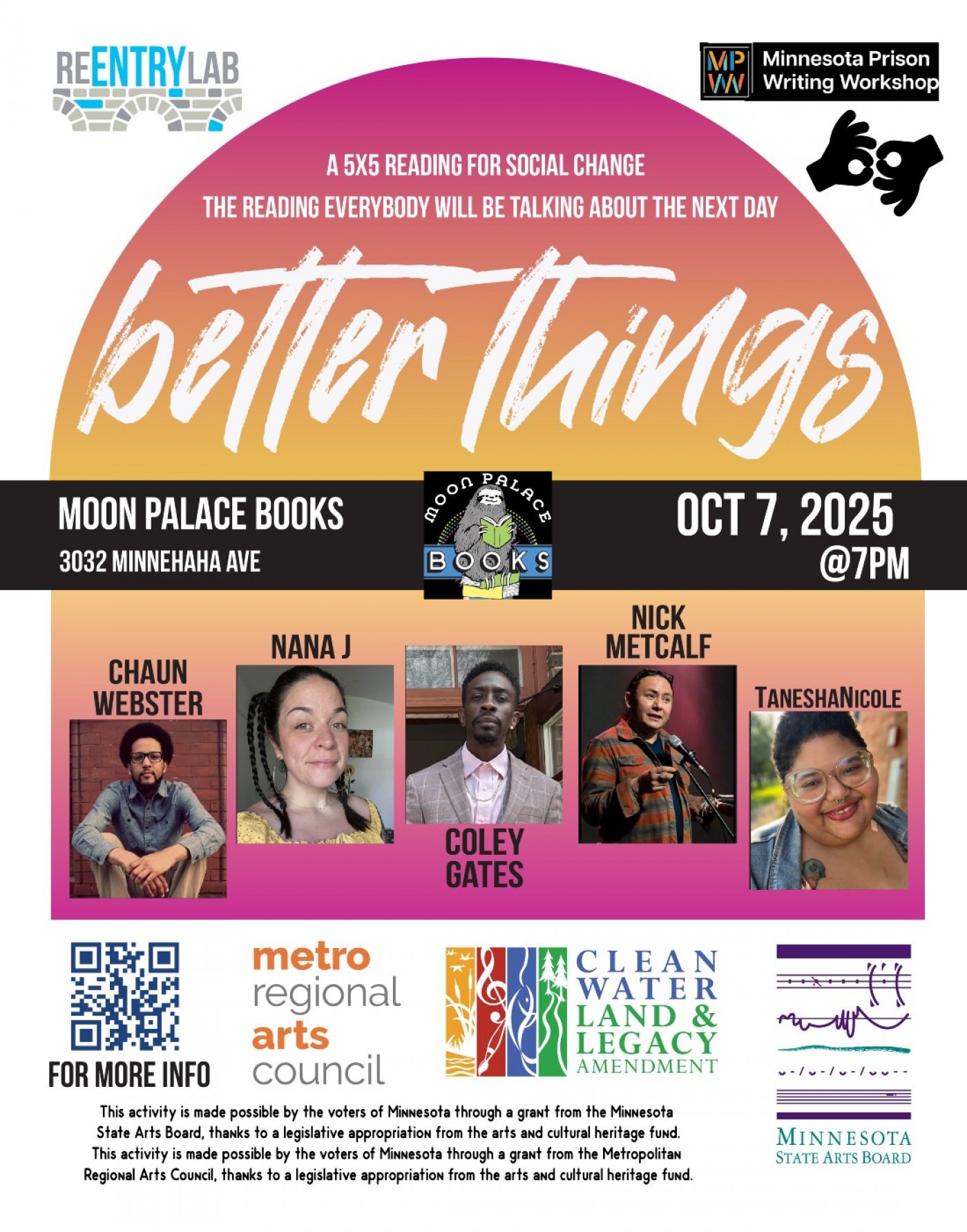 Better Things 5x5 Reading and Open Mic (October 2025)