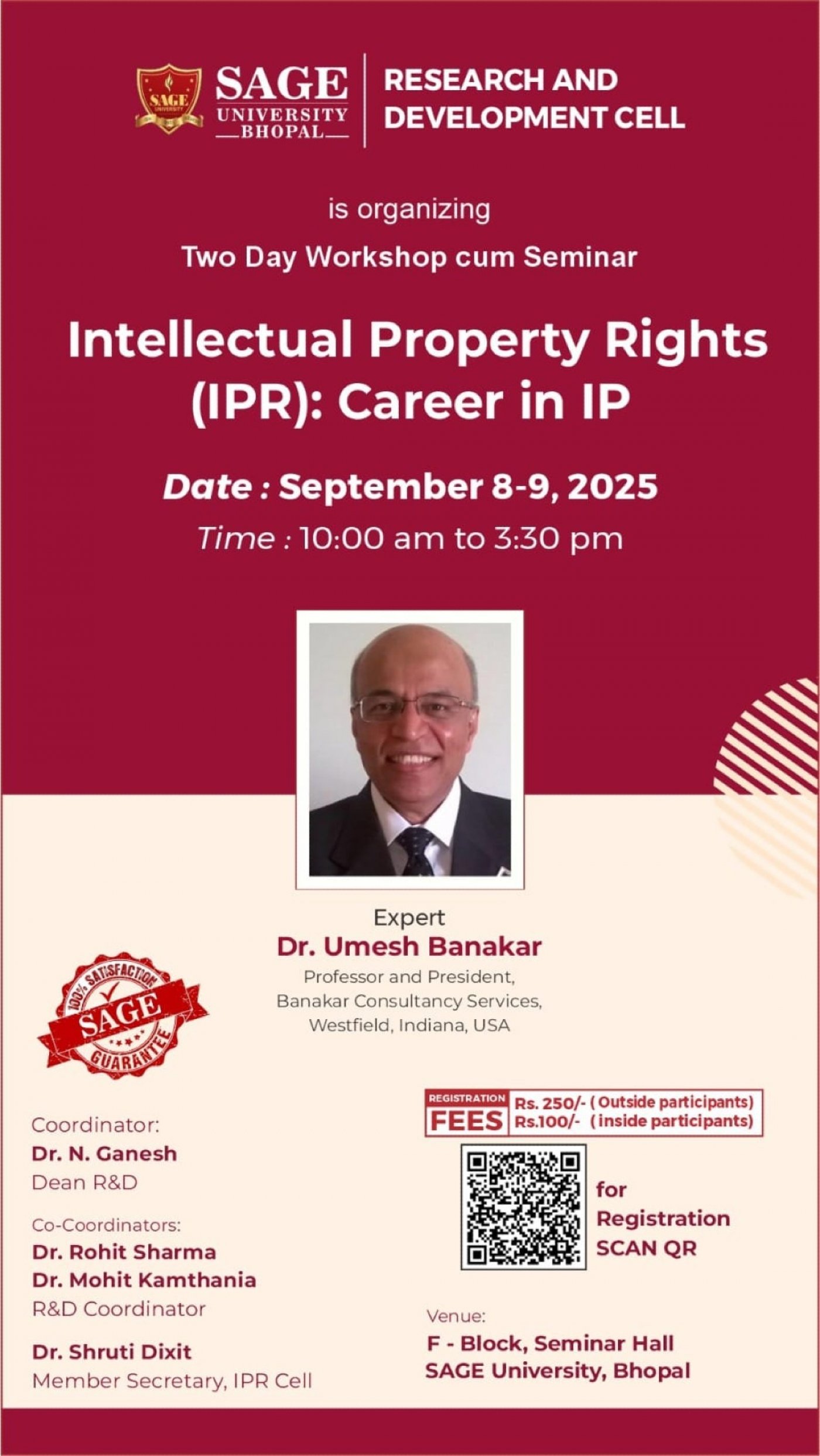 Two-Day Workshop cum Seminar on Intellectual Property Rights (IPR): Career in IP