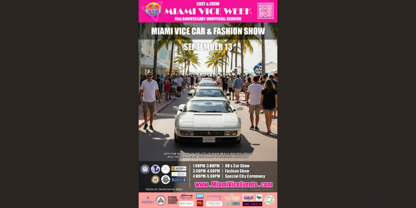 1st Ever Miami Vice Car\/Fashion Show on Ocean Drive