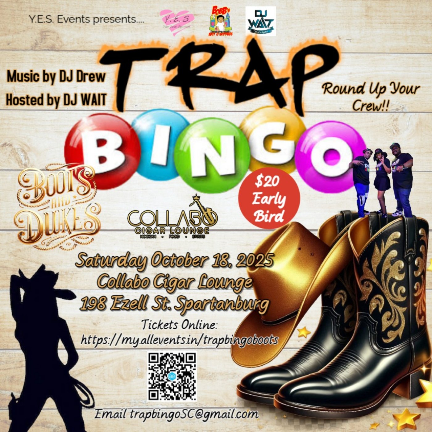 TRAP BINGO (Dukes & Boots: Collabo Spartanburg)