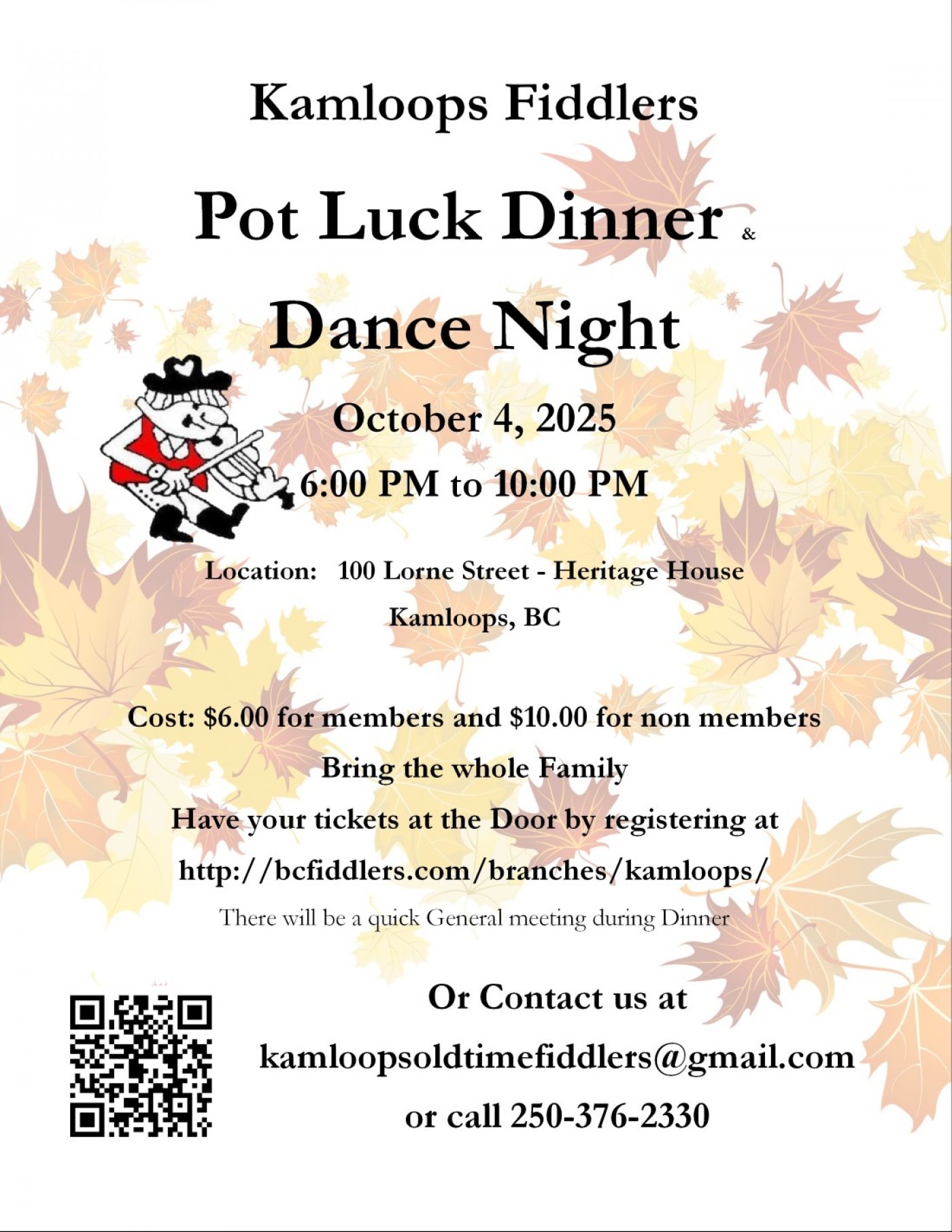 Kamloops Fiddlers Potluck Dinner and Dance