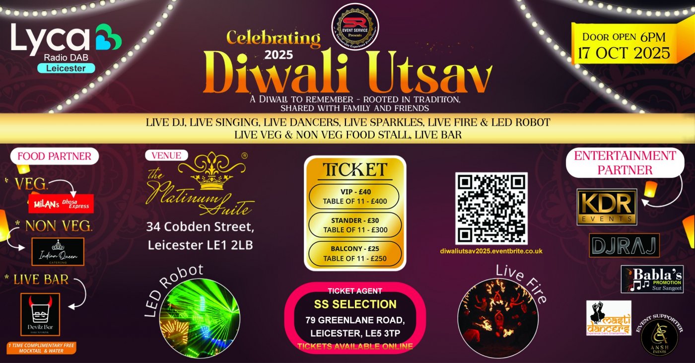 Diwali Utsav 2025 The Platinum Suite LEICESTER