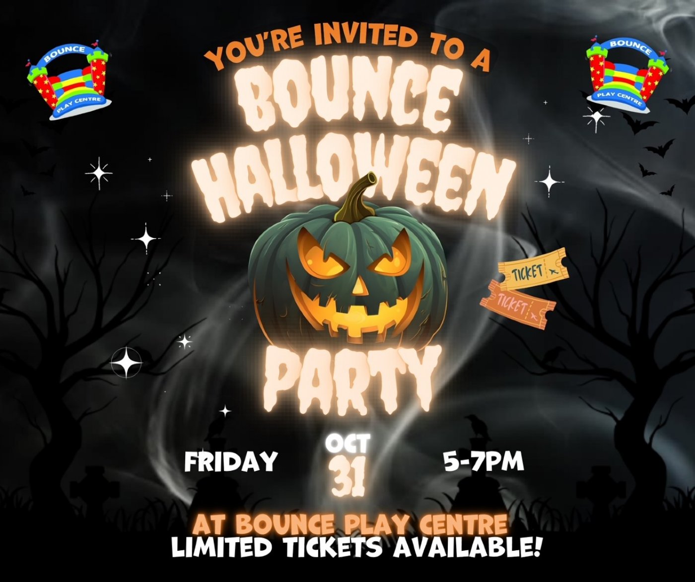 Bounce Halloween Party 31st Oct 5 to 7pm