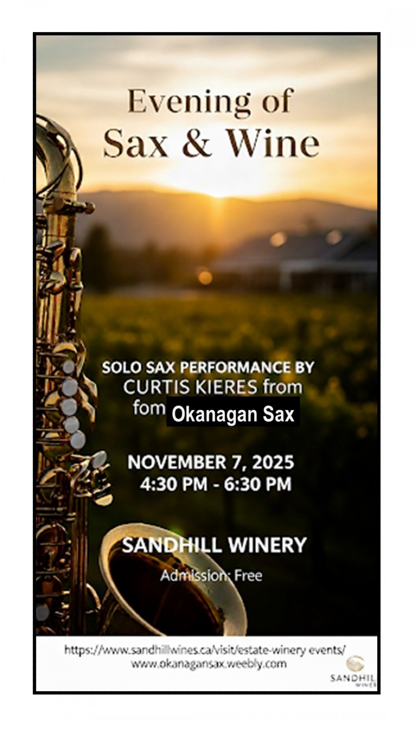 Okanagan Sax - Live Show at Sandhill Winery (Kelowna)
