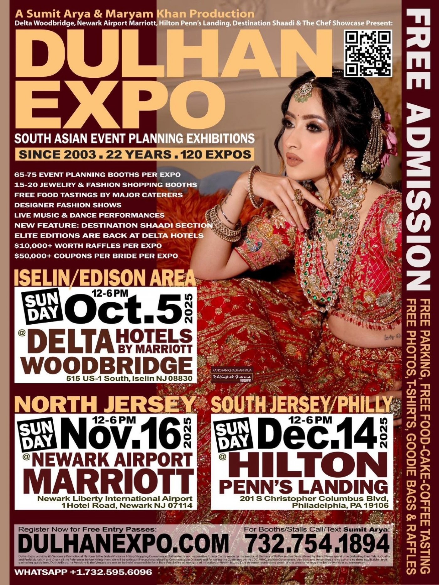 DulhanExpos \u2022 Oct.5 Edison-NJ \u2022 Nov.16 Newark-NJ \u2022 Dec.14 Philly-PA \u2022 Booths 732.754.1894