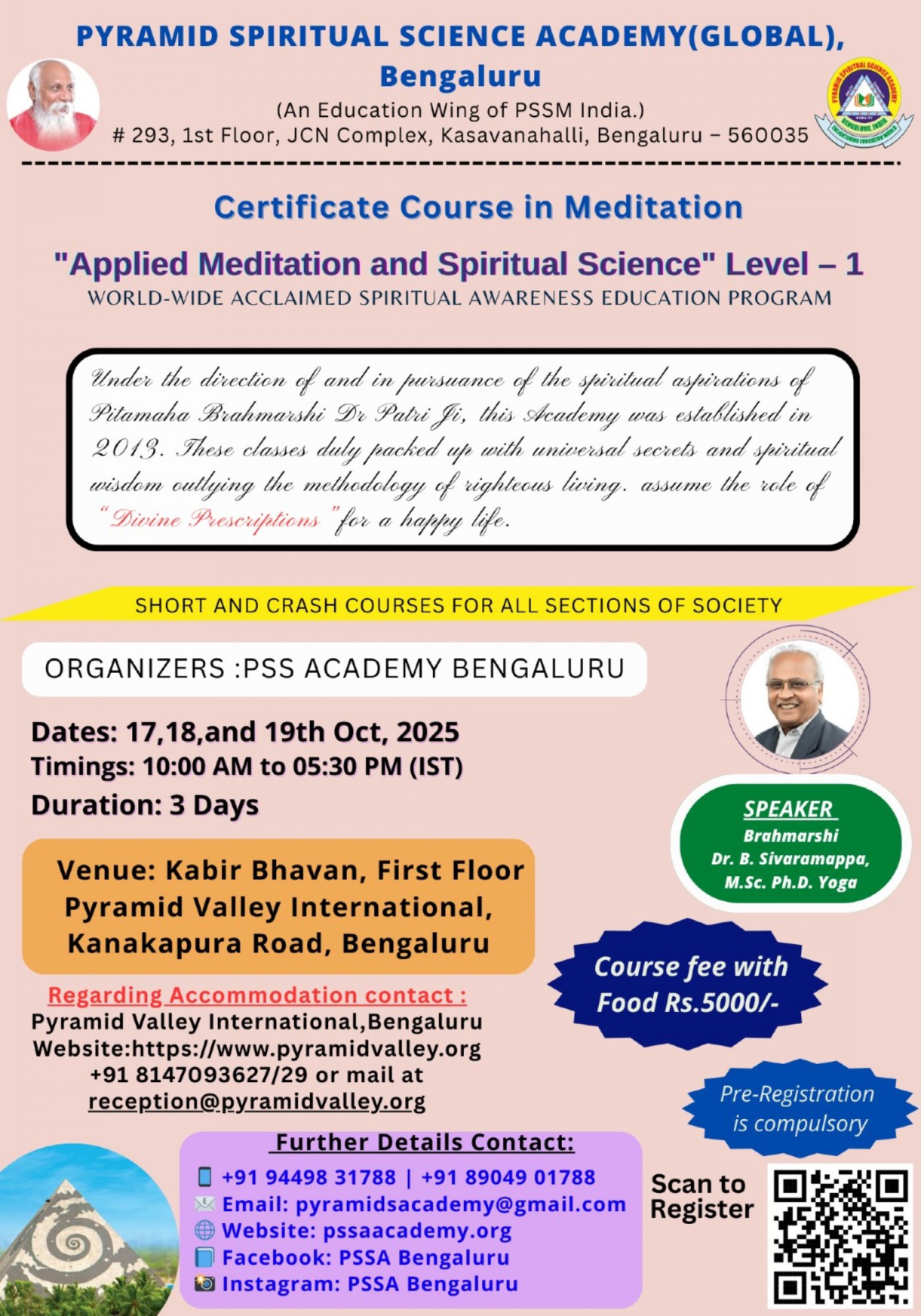 "Applied Meditation and Spiritual Science" Level \u2013 1 course