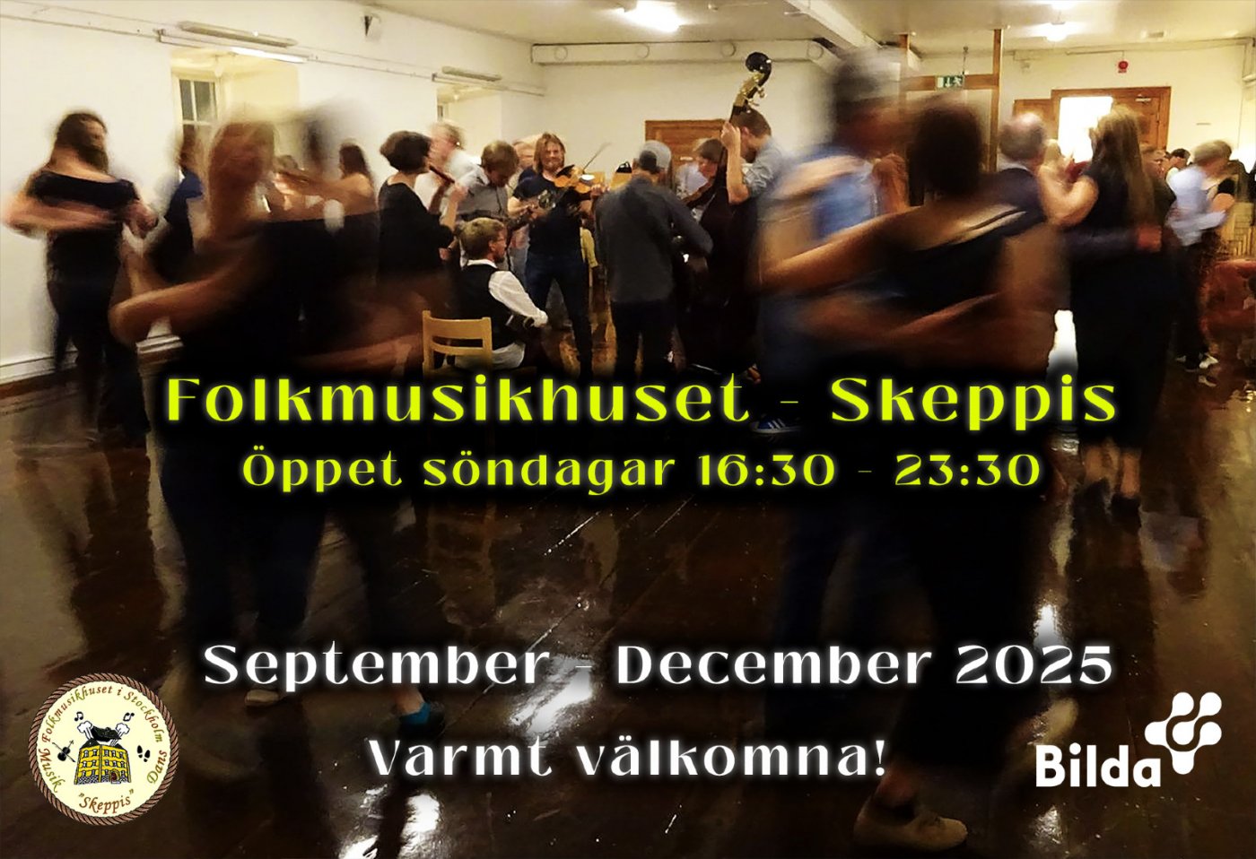 Folkmusik- och danskv\u00e4ll SEPTEMBER S\u00f6ndagar | \u00d6ppet hus, Gratis!