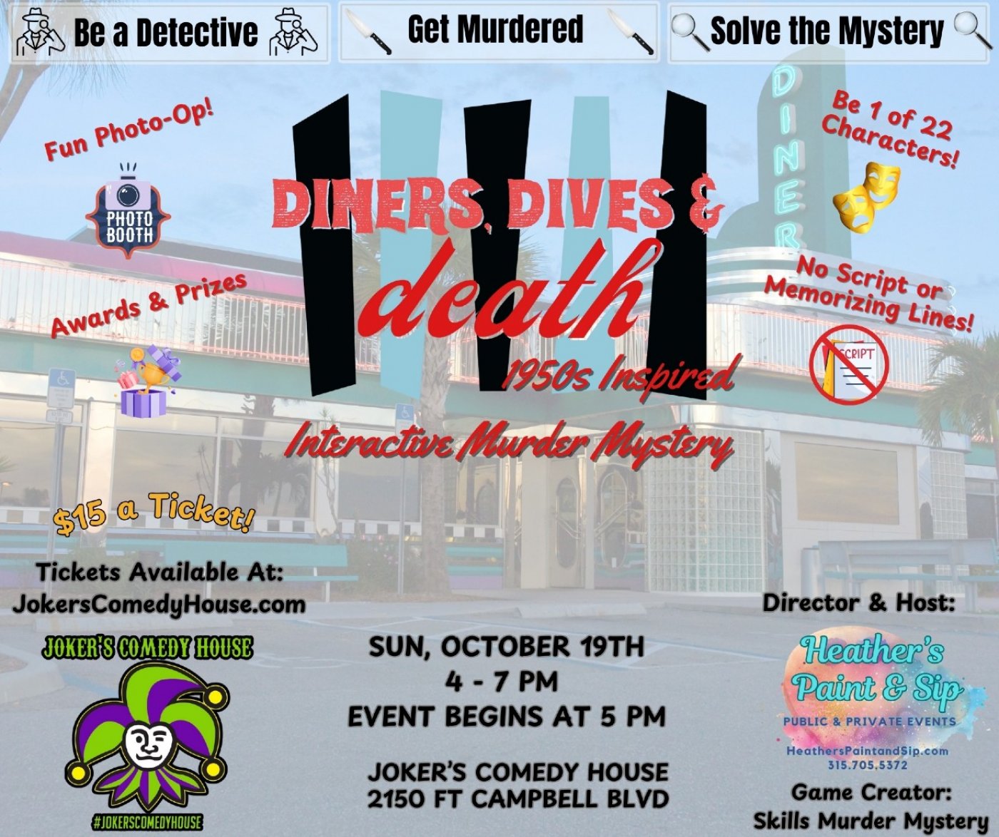 Diners, Dives, & Death: 1950s Inspired Murder Mystery (interactive) 