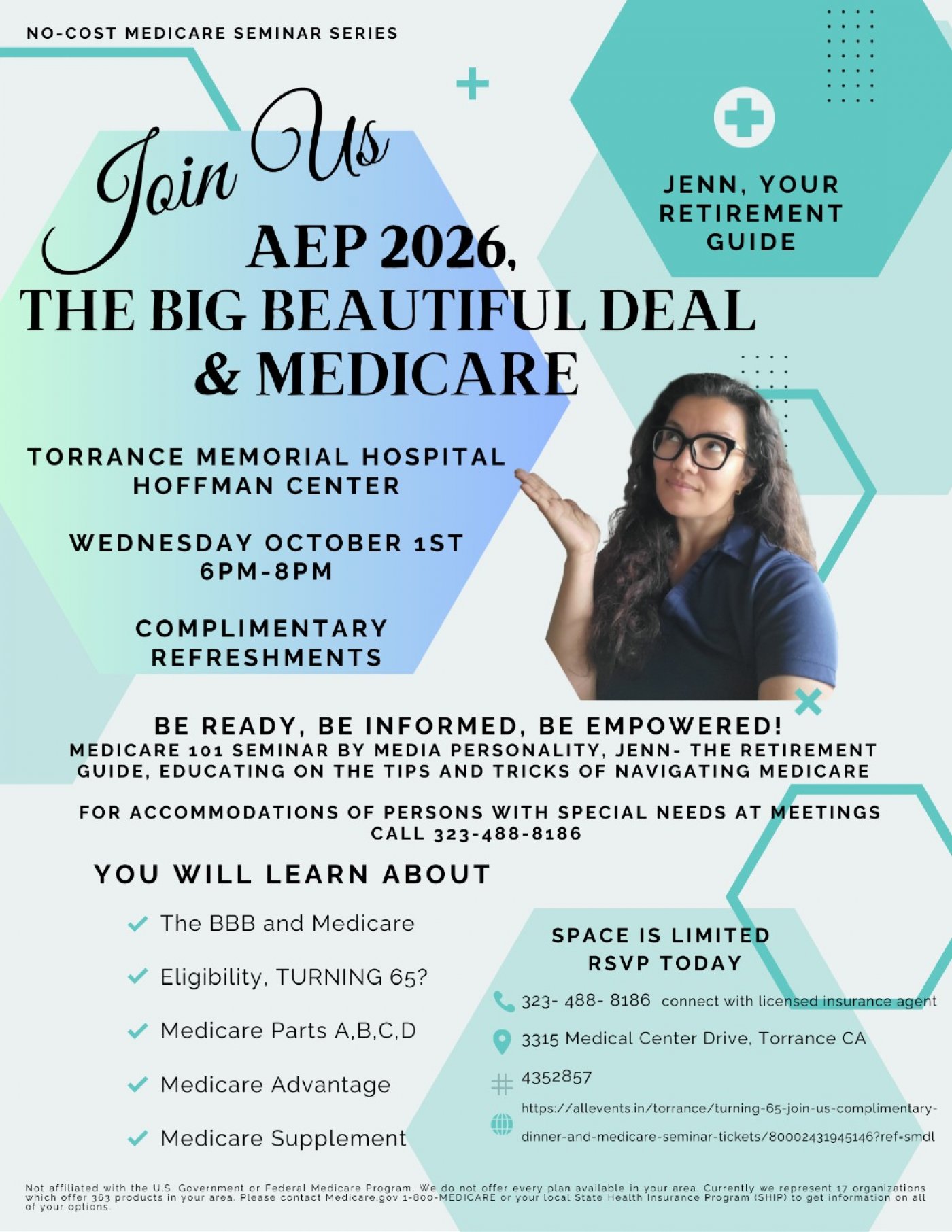 Turning 65? Join us! Complimentary Dinner and Medicare Seminar