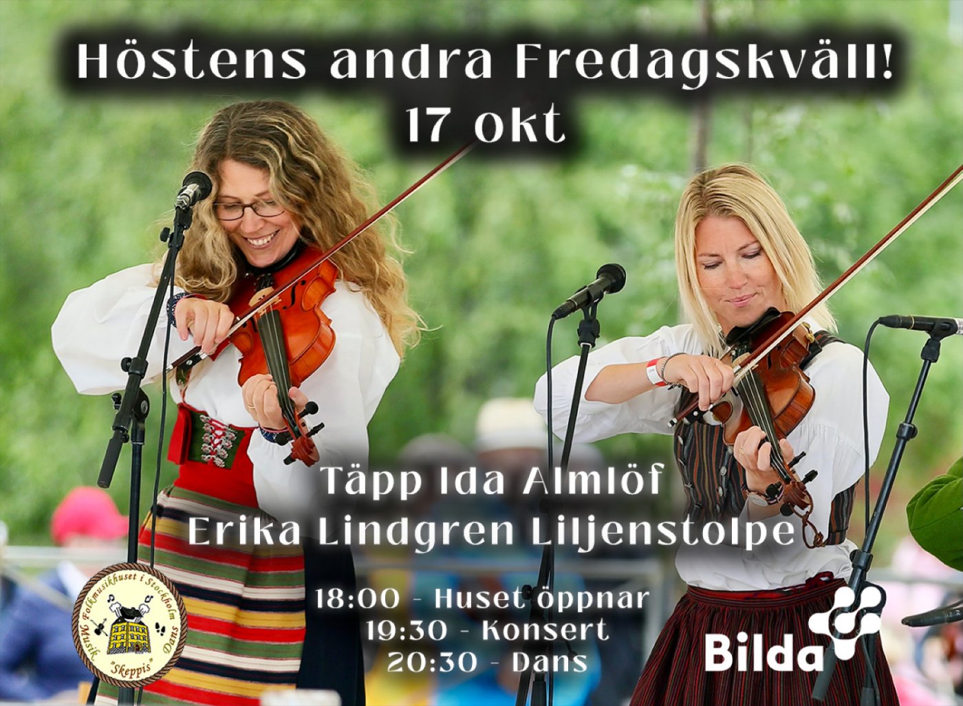 Konsert & dans Fredagskv\u00e4ll | Intr\u00e4de | T\u00e4pp-Ida Alml\u00f6f & Erika L Liljenstolpe!