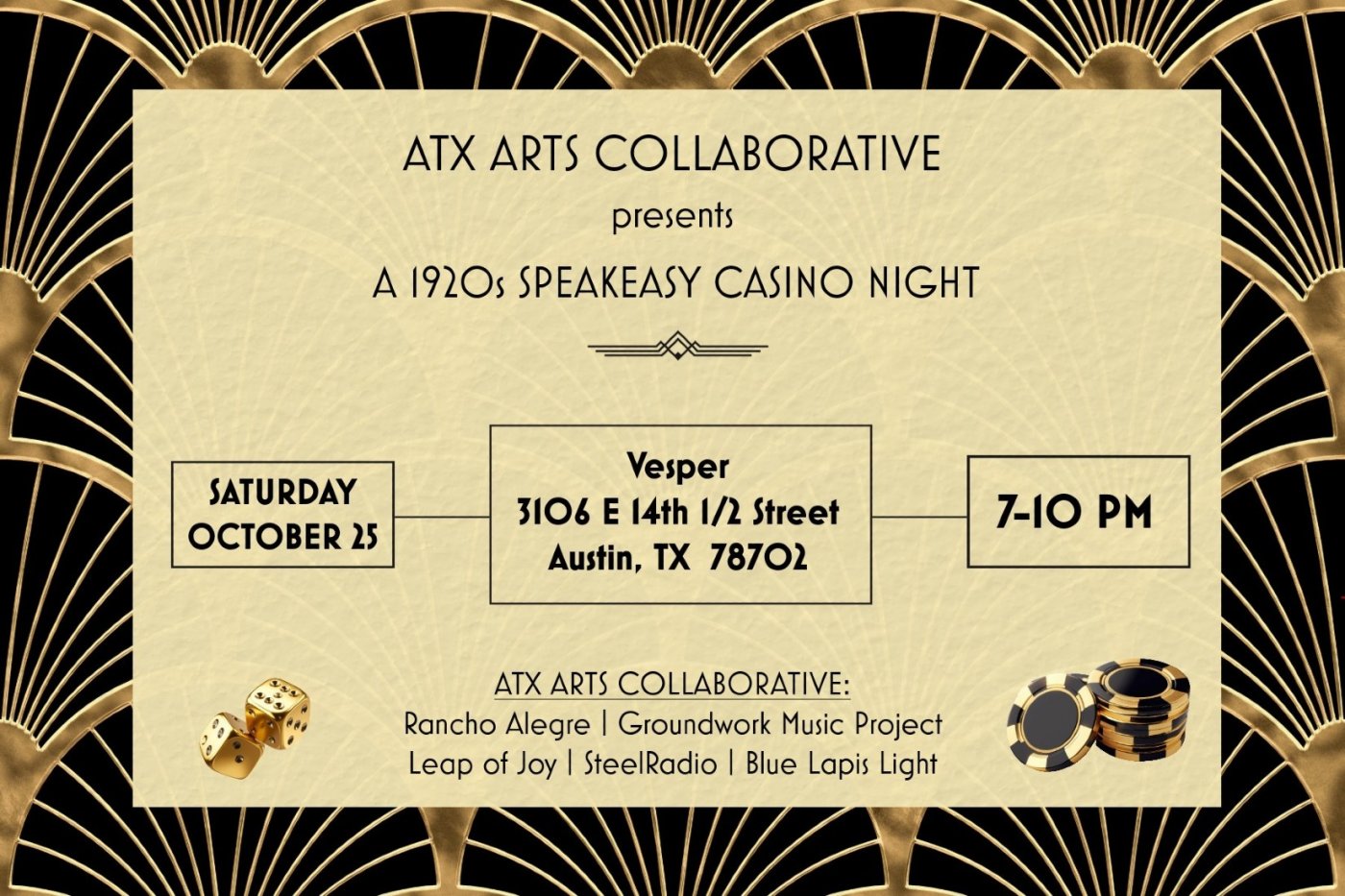 ATX Arts Collaborative presents a 1920\u2019s Speakeasy Casino Night 