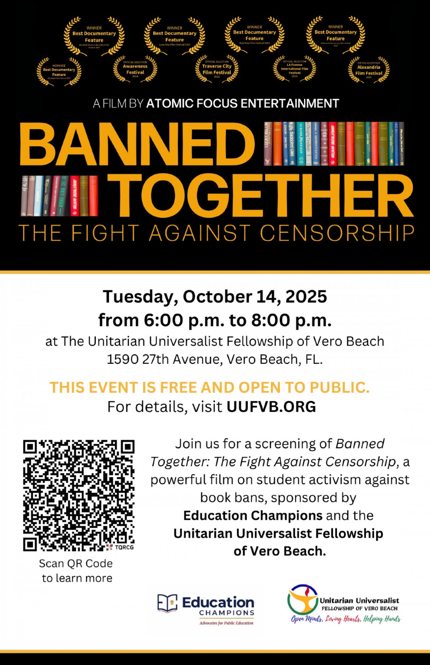 FILM SCREENING AT UU VERO BEACH: BANNED TOGETHER \u2013 THE FIGHT AGAINST CENSORSHIP