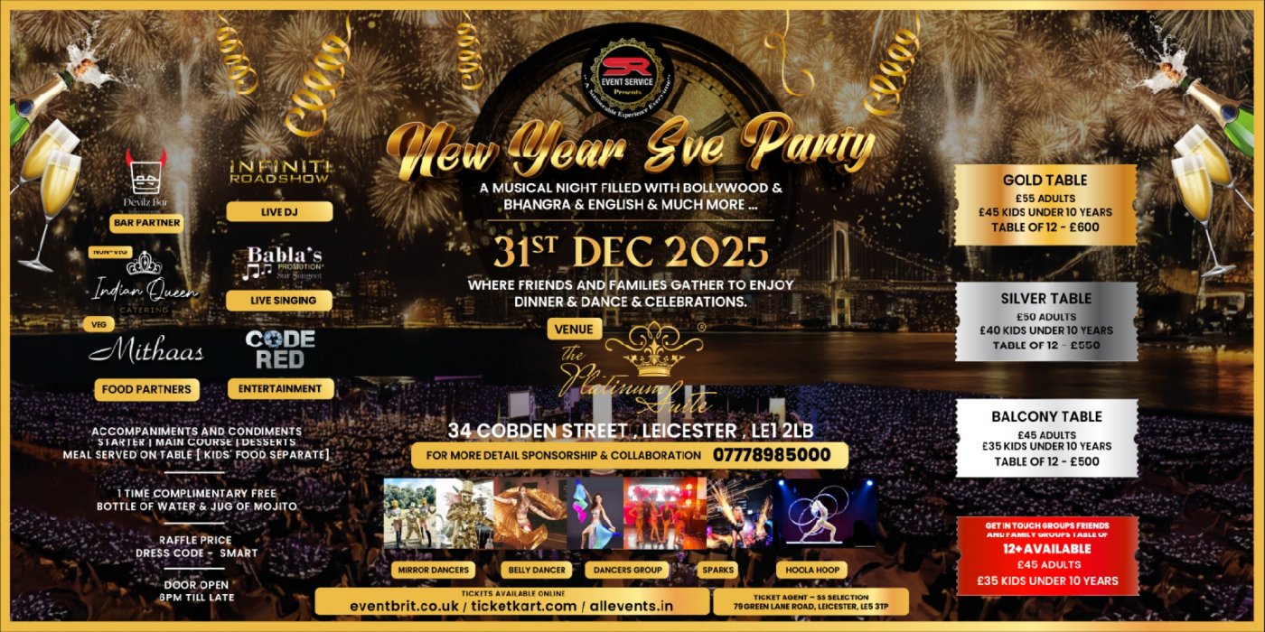 New Year Eve Party 2025 \/26 @ The Platinum Suite, Leicester