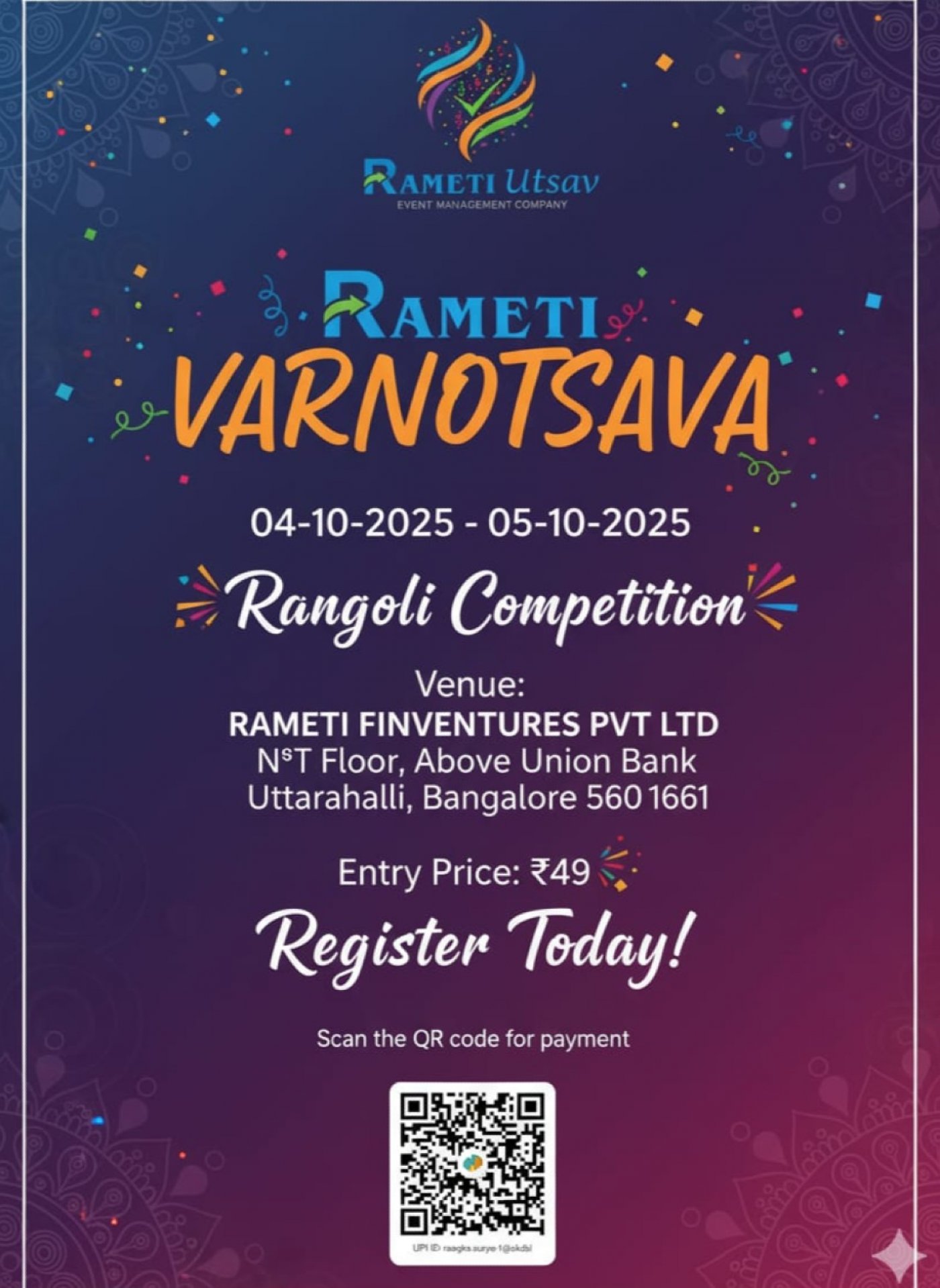 RAMETI VARNOTSAVA -RANGOLI COMPETITION