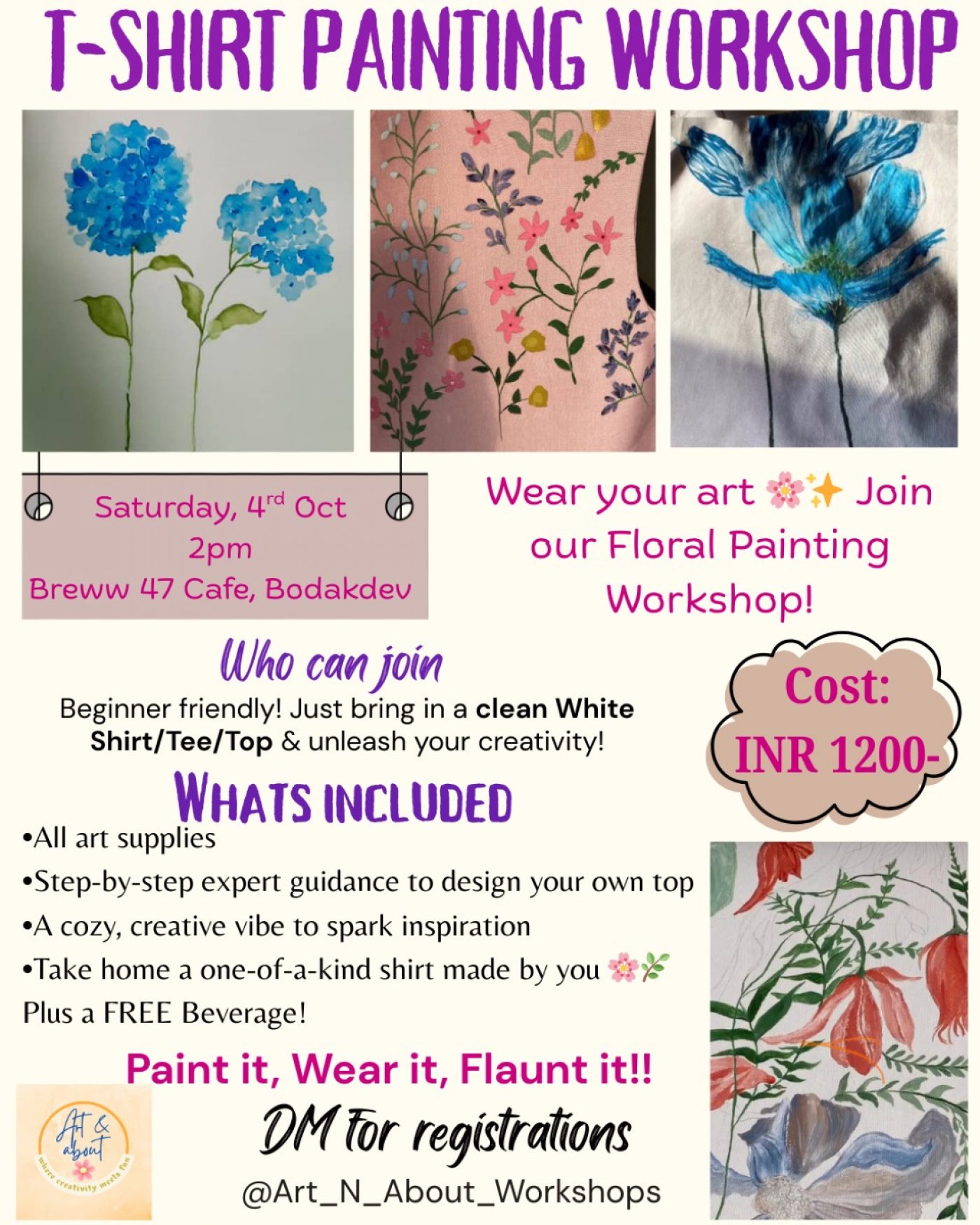 Turn florals into fashion \ud83c\udf3a Hand-paint your own tops - Floral Painting Wokrshop
