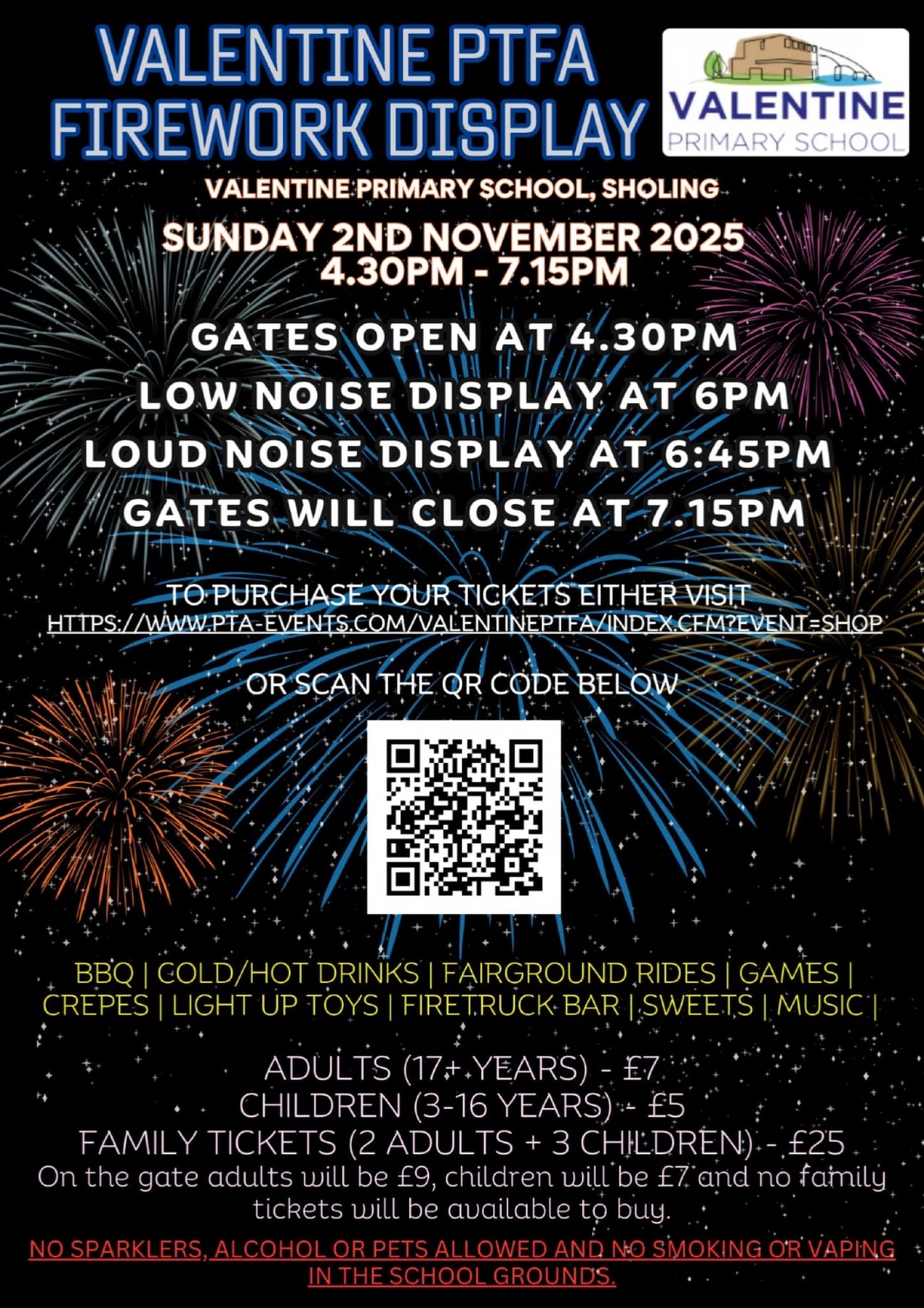 Fireworks at Valentine primary school