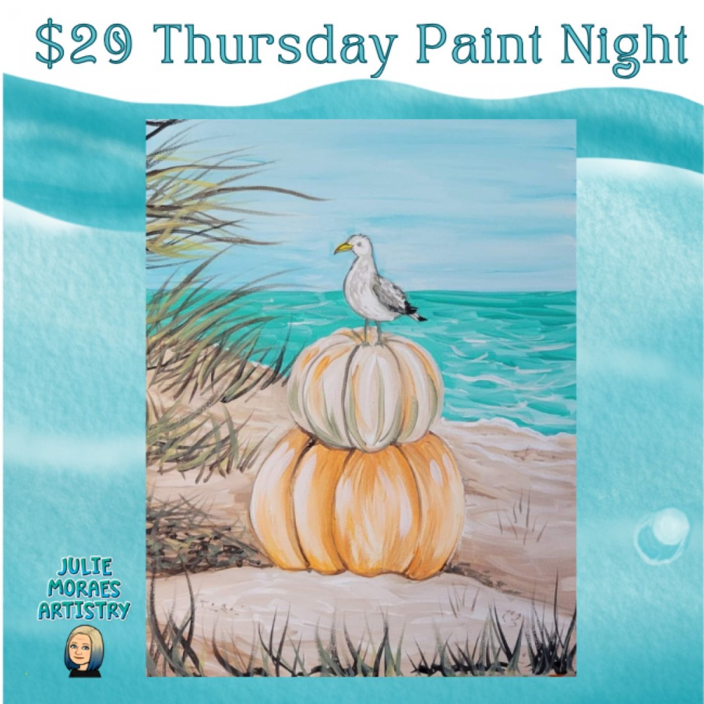 $29 Thursday Paint Night! Coastal Pumpkins ~ADVANCED RESERVATION REQUIRED