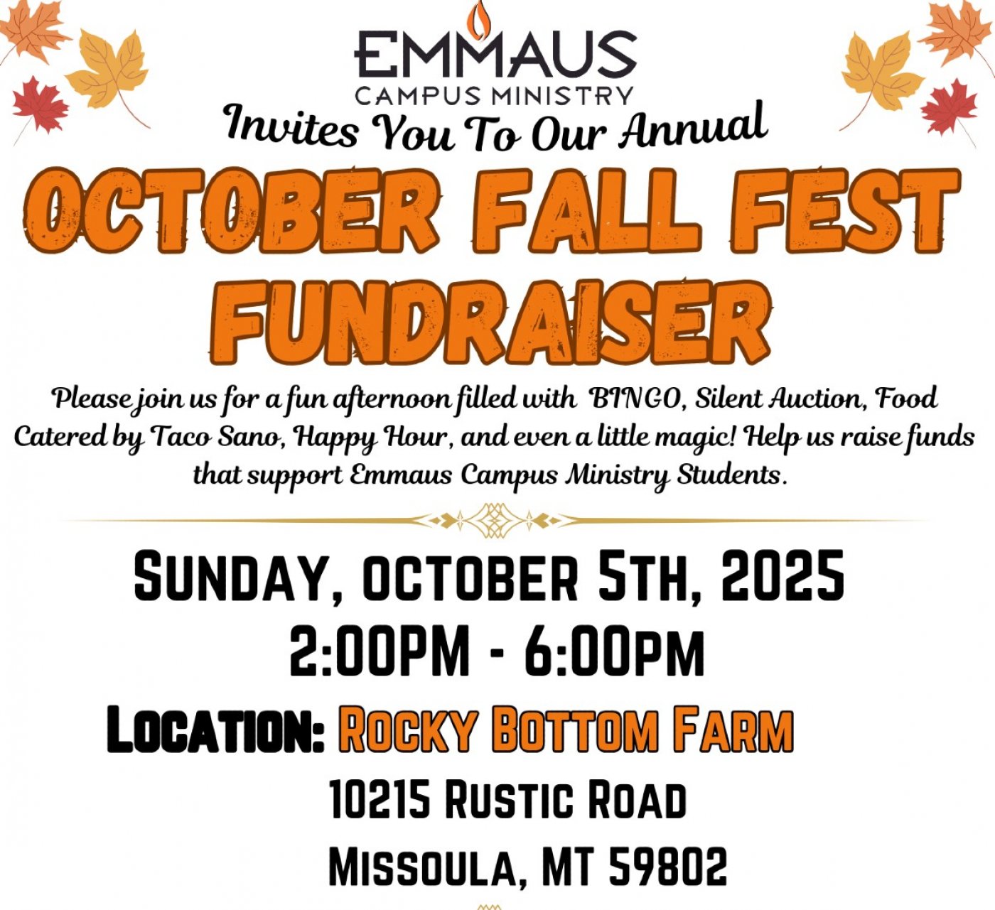 Emmaus Campus Ministry's Fall Fest Fundraiser