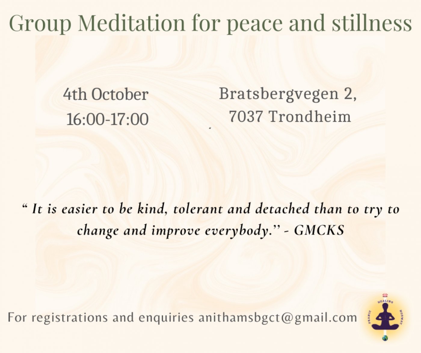 Group meditation for peace and stillness, October
