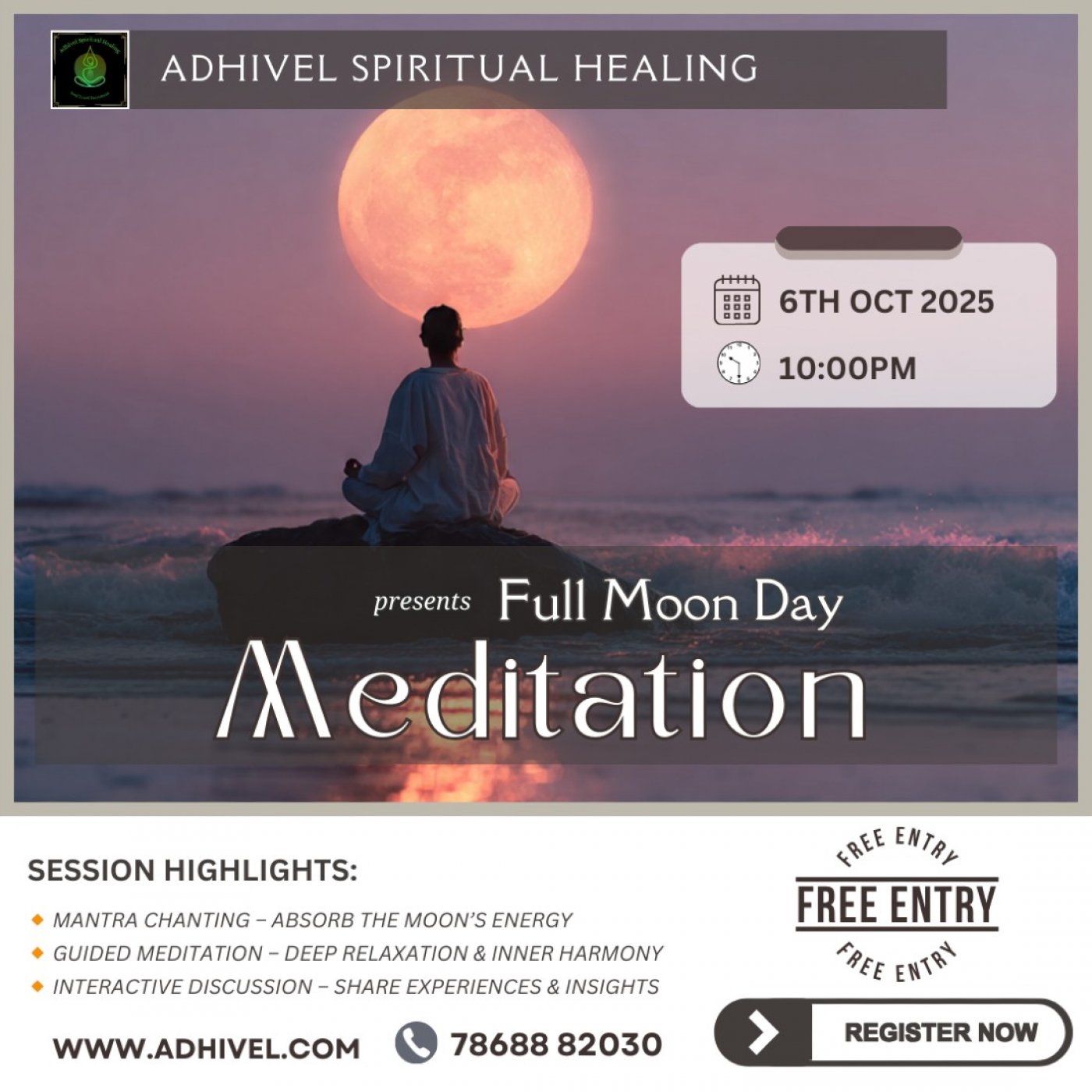 Free Full Moon Day Meditation by Adhivel Spiritual Healing